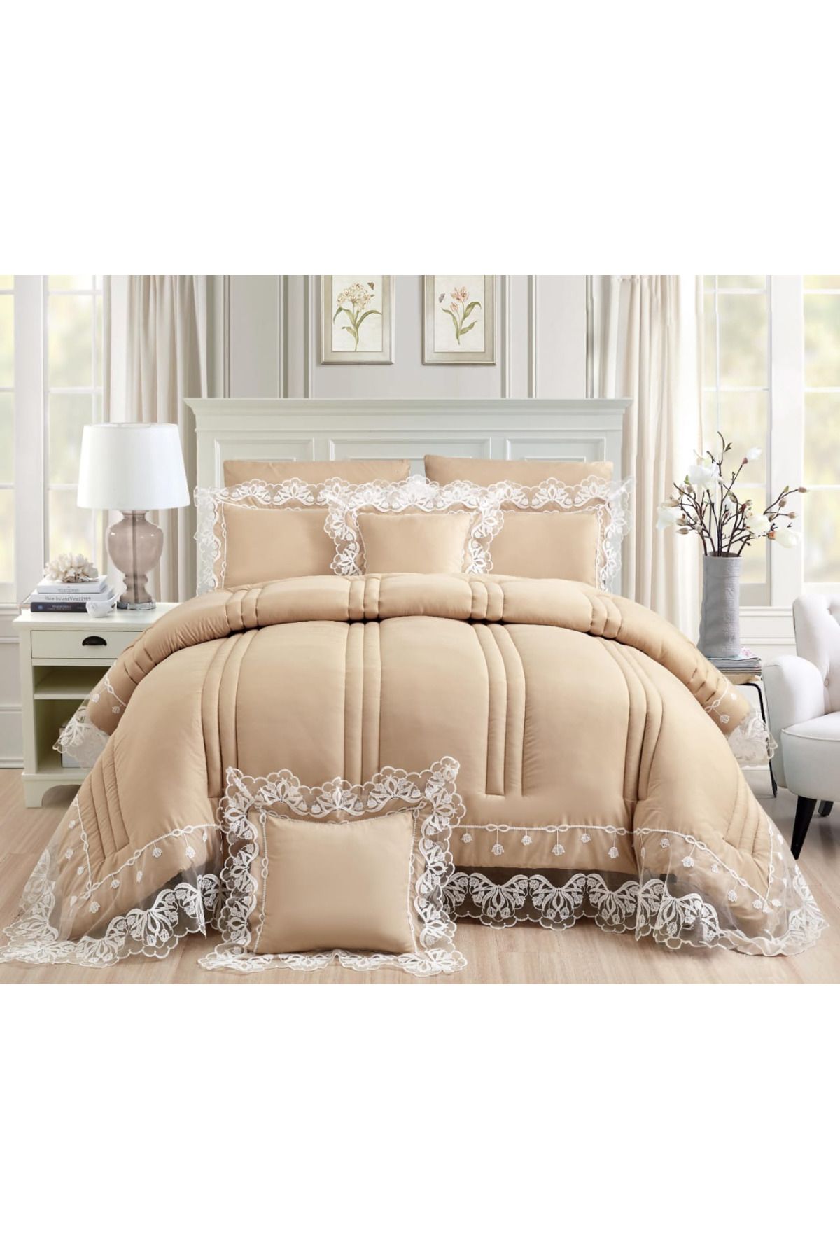 Red Rose-A king-size double bed sheet with a luxurious lace design, giving you a distinctive addition to the bedroom, size 170*220 cm 1