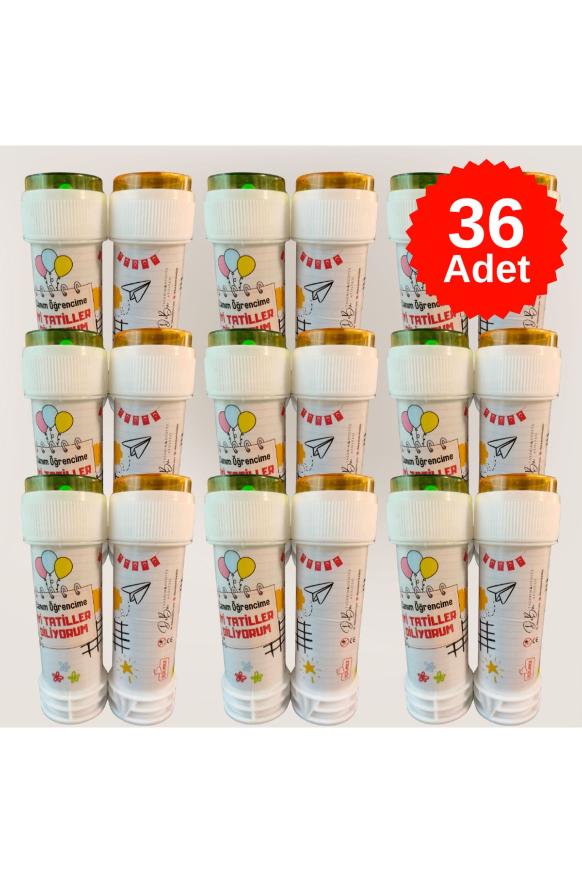 DeBu Tasarım 36 Adet Karne Hediyesi İyi Tatiller Özel Baskılı Köpük Baloncuk