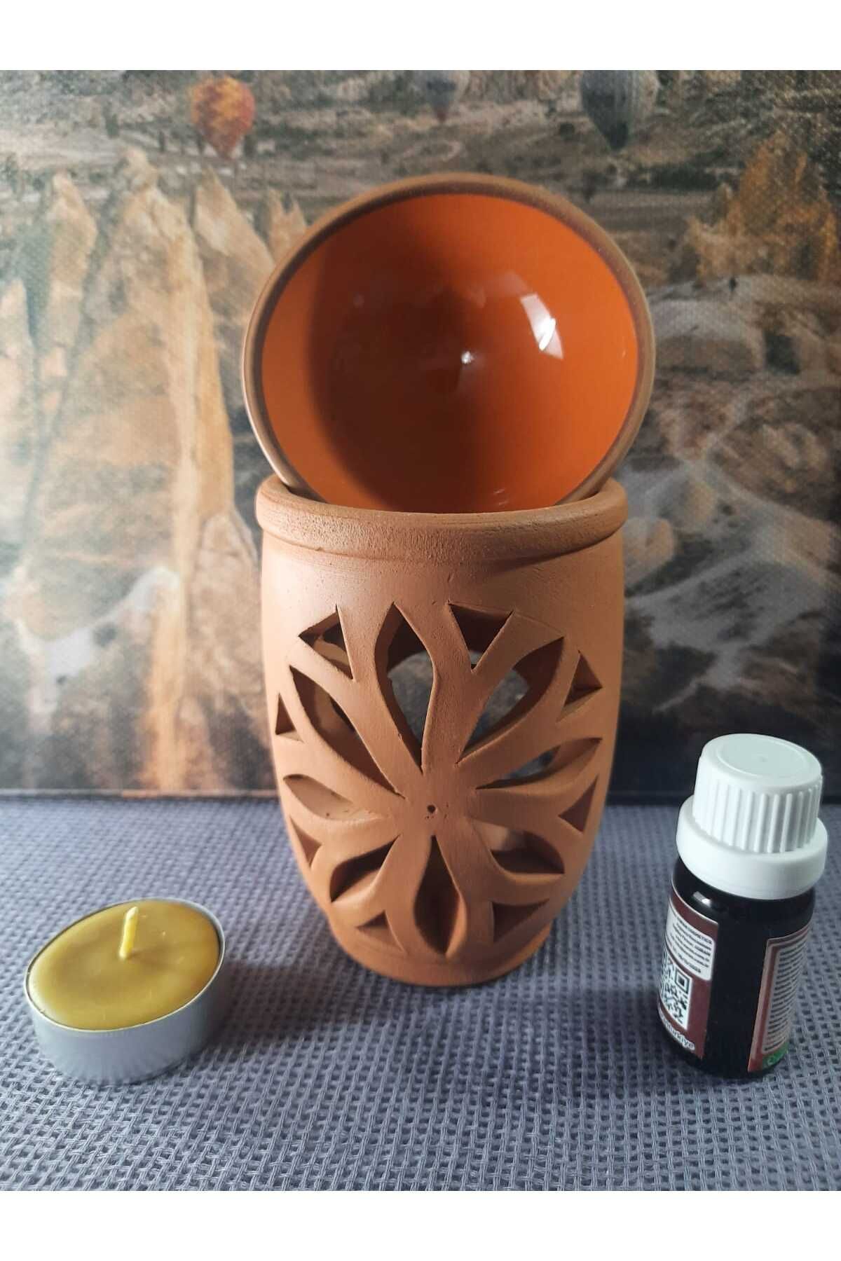 SerenityHaven Yaşam Çiçeği Model Toprak Buhurdanlık Set