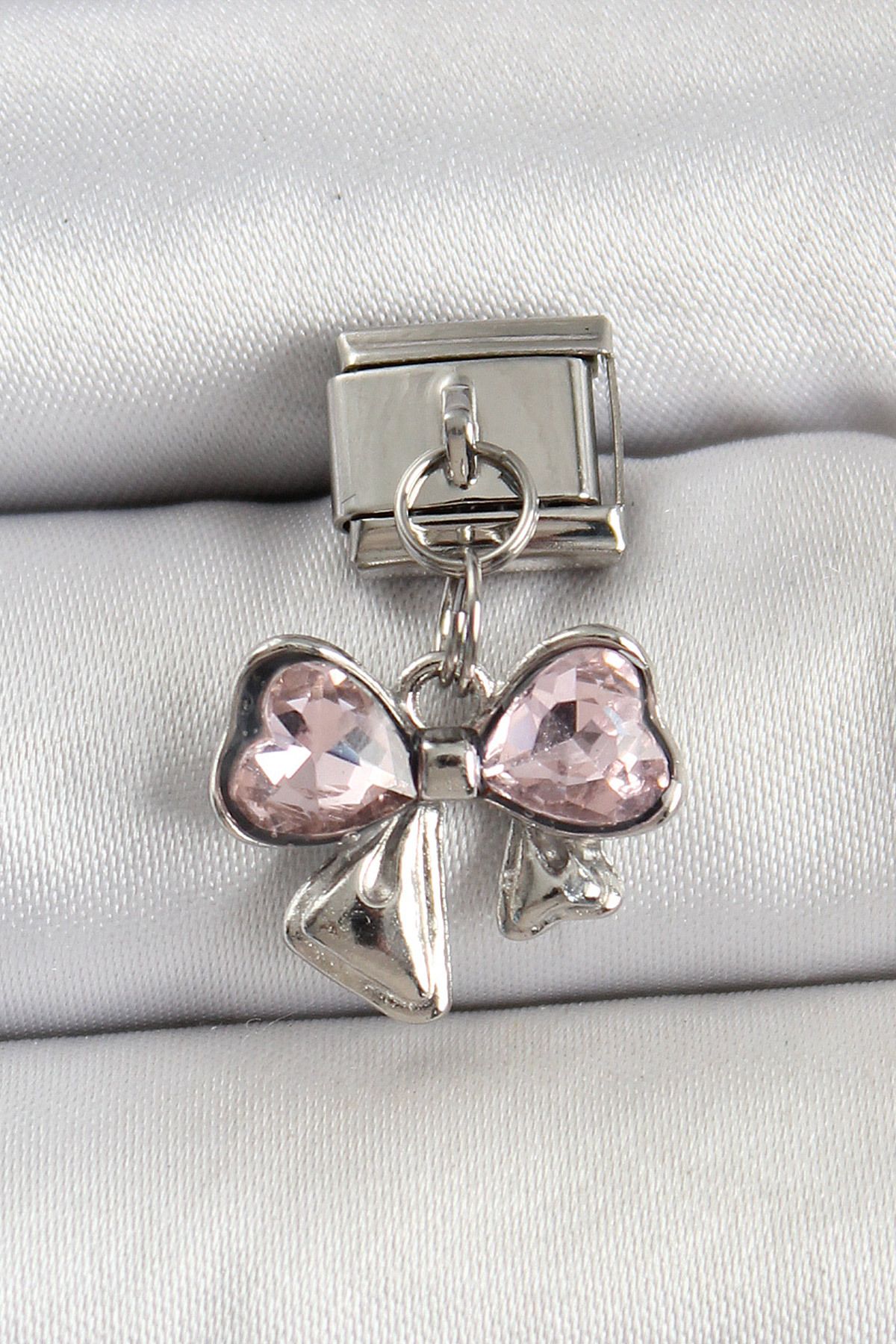 Angel Of Life 316L Çelik Gümüş Renk Pembe Fiyonk Model Nomination Charm - TJ-BC1487