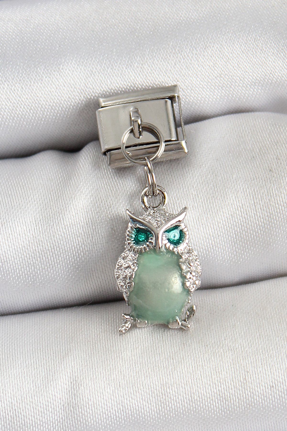 Angel Of Life 316L Çelik Sallantılı Zirkon Taşlı Baykuş Model Gümüş Renk Nomination Charm - TJ-BC1465