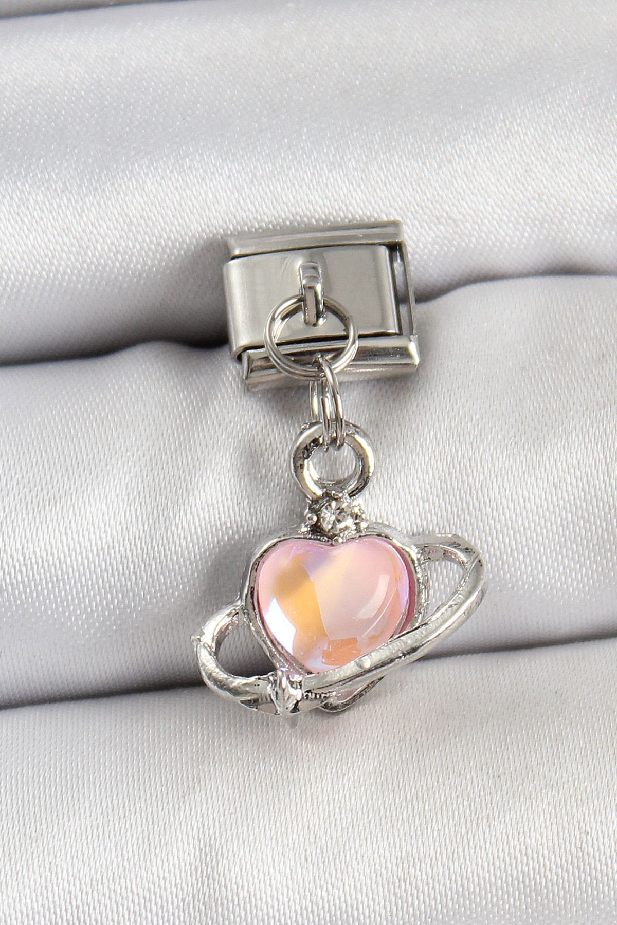 Angel Of Life 316L Çelik Sallantılı Kalp Model Gümüş Renk Nomination Charm - TJ-BC1457