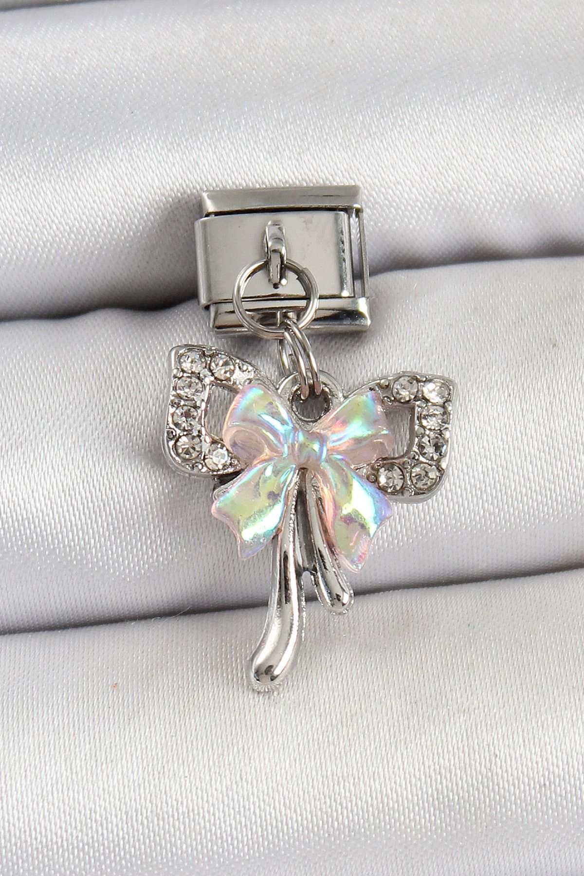Angel Of Life 316L Çelik Sallantılı Zirkon Taşlı Fiyonk Model Gümüş Renk Nomination Charm - TJ-BC1446
