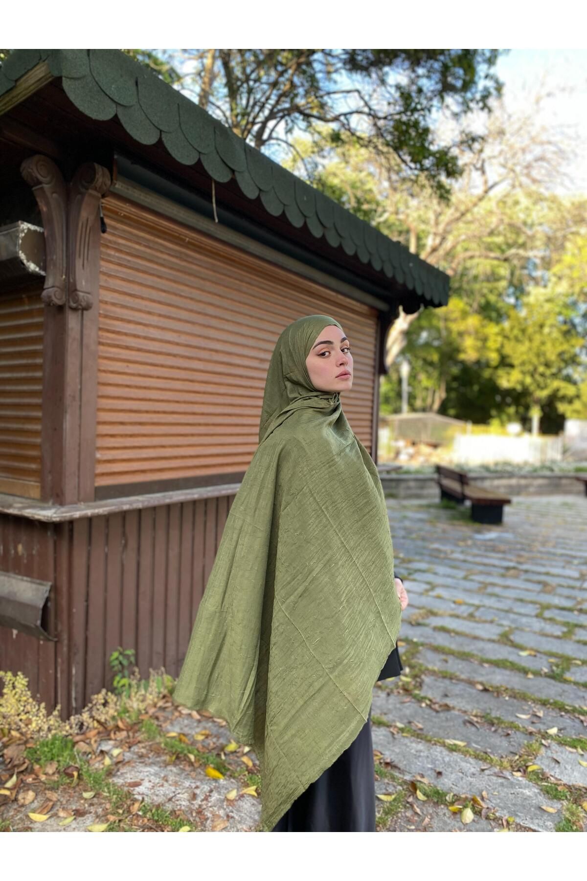MENESSA Bambu Kraş Şal Haki Yeşil