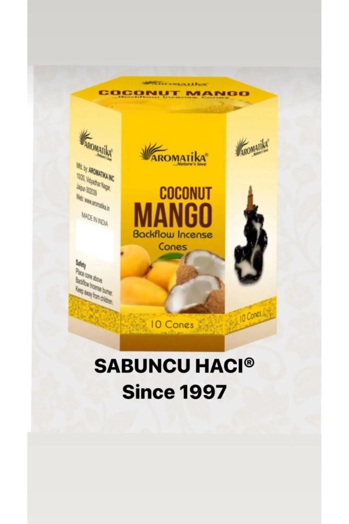 SerenityHaven AROMATİKA Cocount & Mango/ 10 Adet Geri Akışlı Tütsü Backflow Cones 10 PCS Geri Akış Tütsü