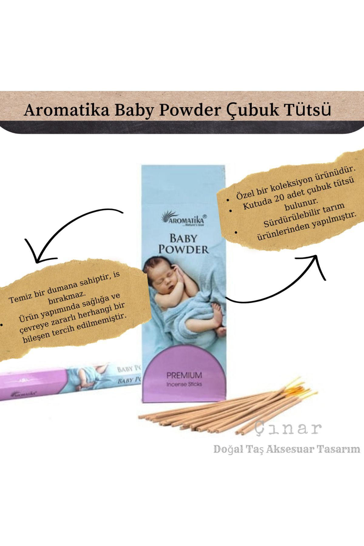 SerenityHaven Baby Powder Çubuk Tütsü Aromatika -9
