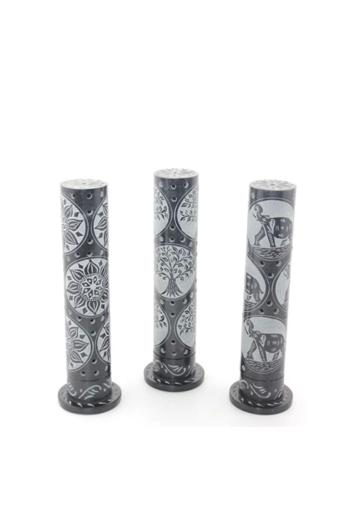 SerenityHaven Obsidian Taşı İşlemeli Kule Tütsülük Model 2