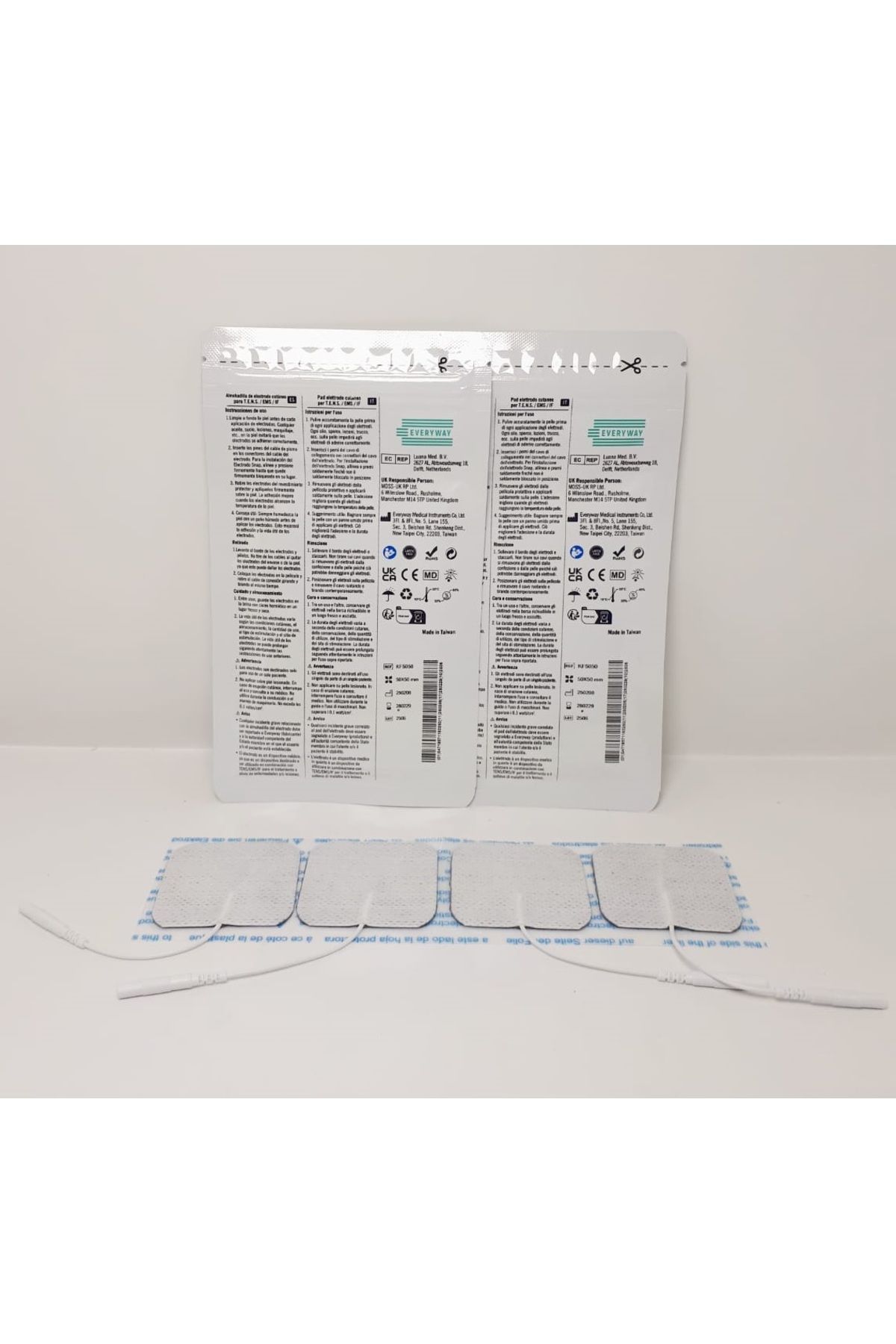 Everyway Tens Elektrod Pedi 5x5 cm Kablolu 4lü Paket 2 Adet