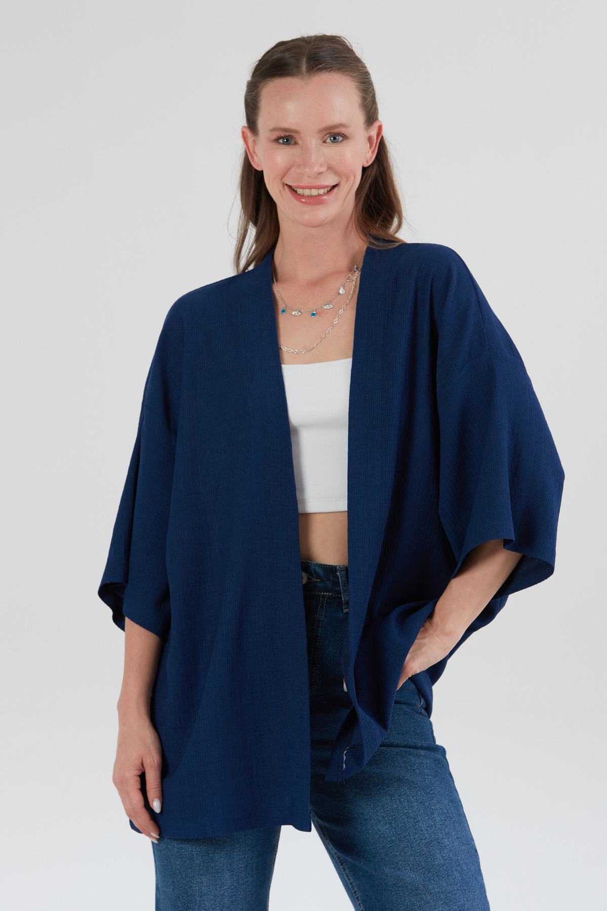 Basic Bürümcük Kumaş Şal Yaka Kimono