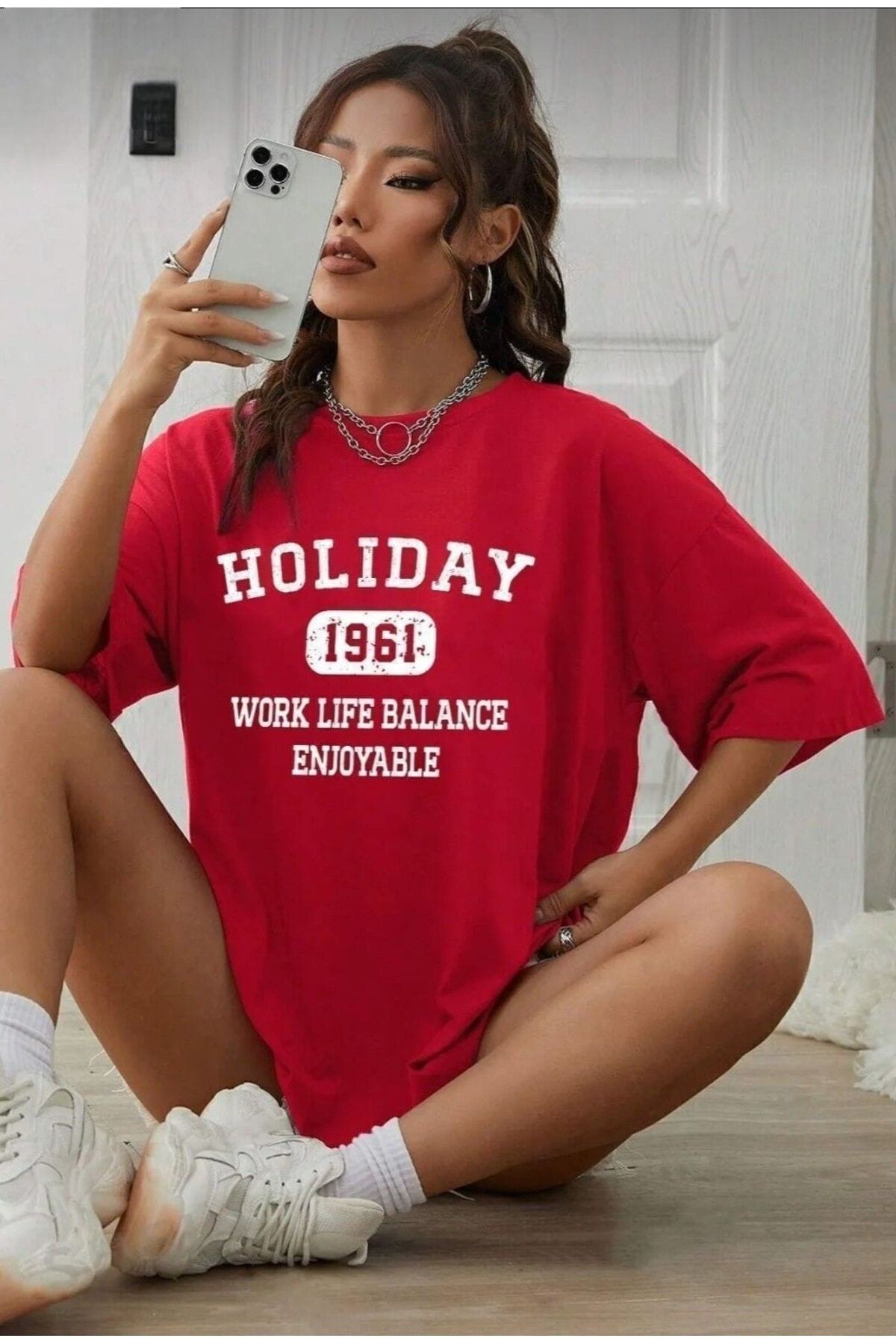 TekTarzz Holiday Kadın Baskılı Tasarım Trend Tshirt