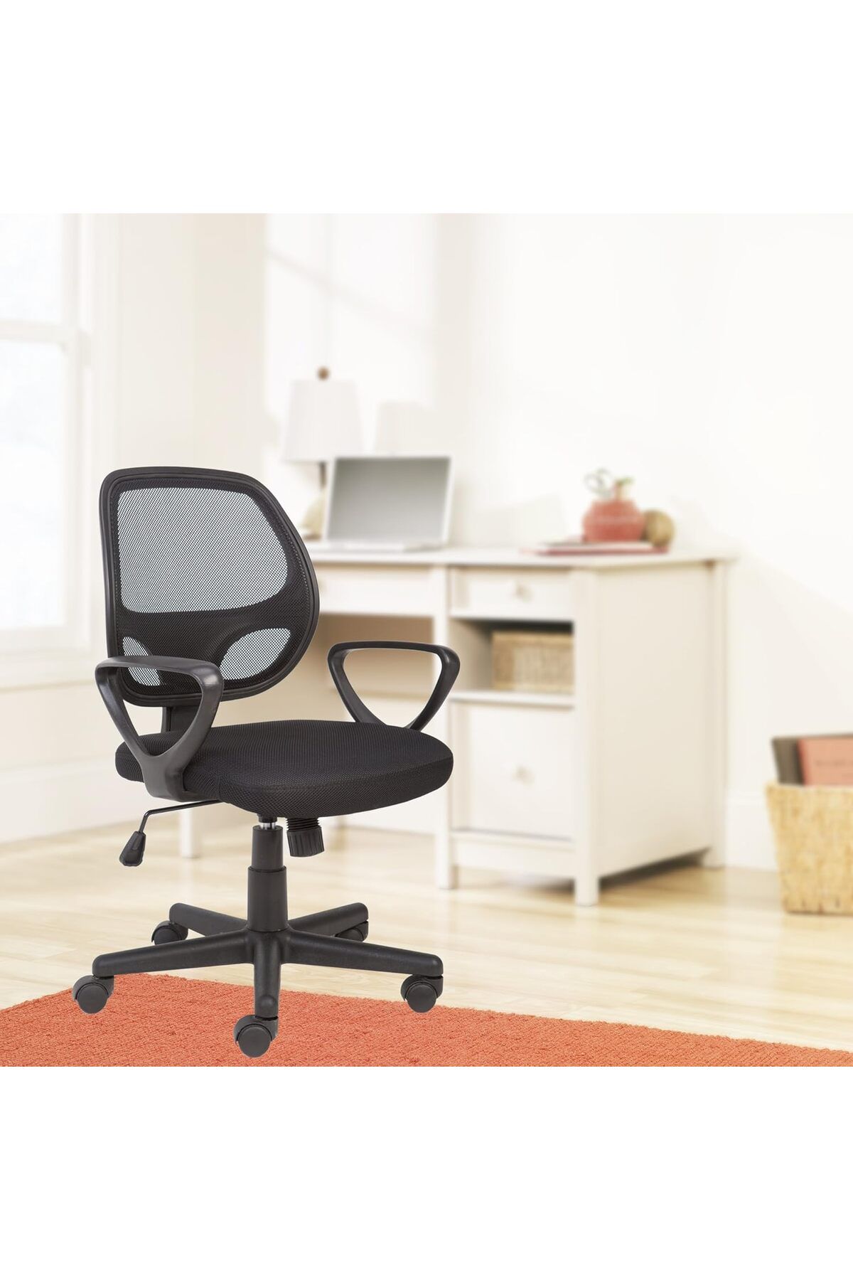 COOYA-Office Computer Chair Seat,Height Adjustable 360° Swivel,with Armrests,Upholstered Mesh,Low-Back 5