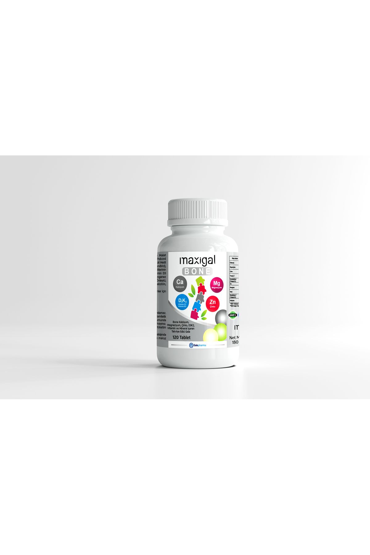 Maxigal Bone Kalsiyum, Magnezyum, Çinko, D3K2 Vitamin ve Mineral İçeren Takviye Edici Gıda