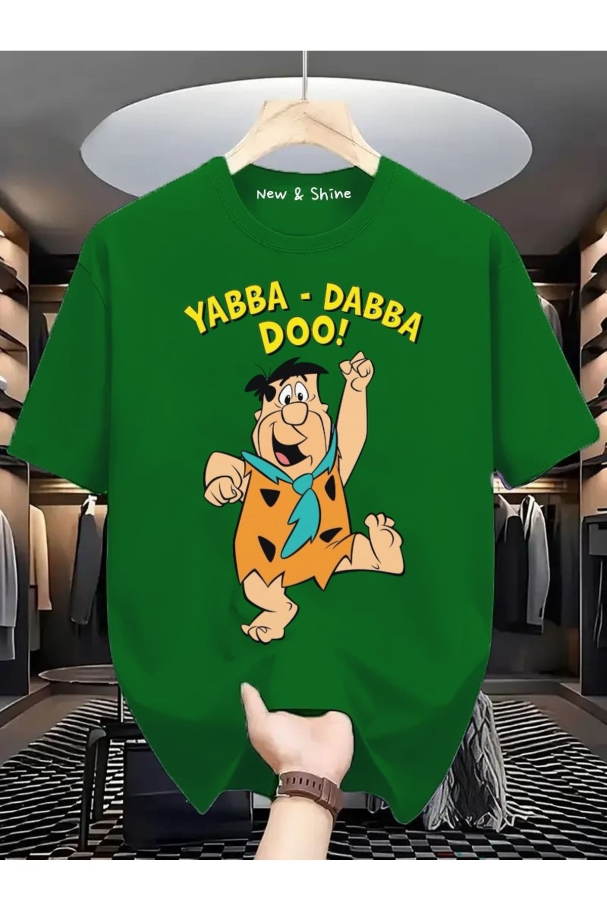 New Shine Yabba Dabba Doo Baskılı Oversize T-Shirt