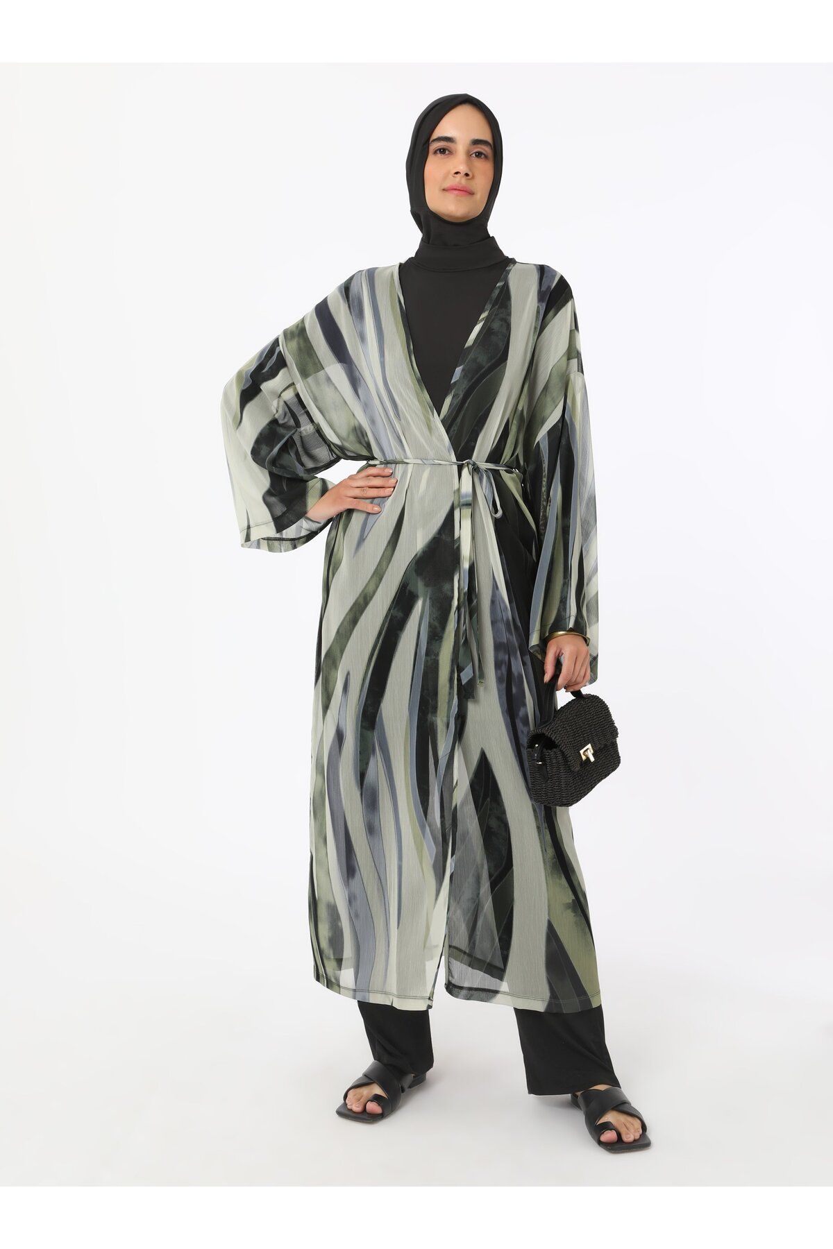 Mayo Bella Kimono - Siyah-Yeşil - Mayo Bella