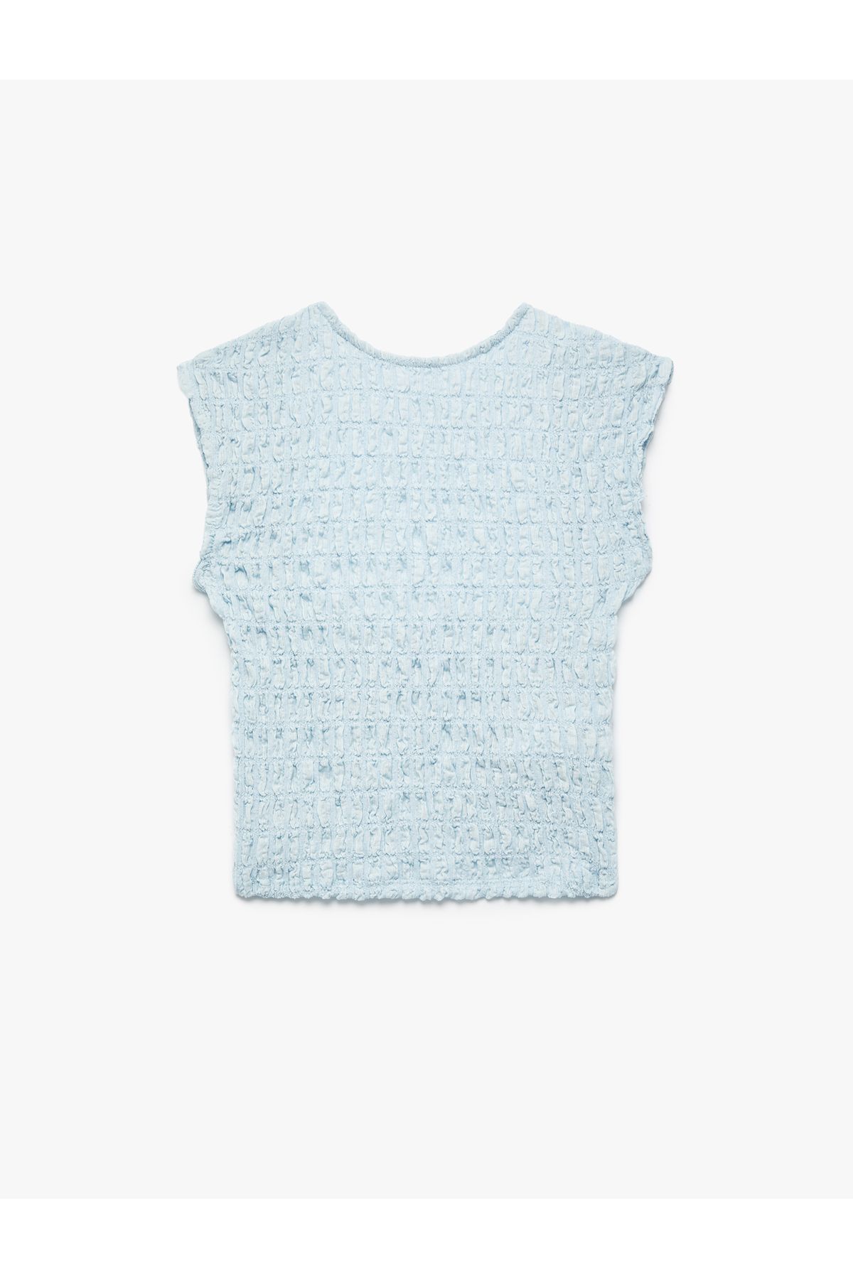 Koton X Melis Ağazat - Slim Fit Kolsuz Dokulu Sırt Dekolteli Bisiklet Yaka Crop Tişört