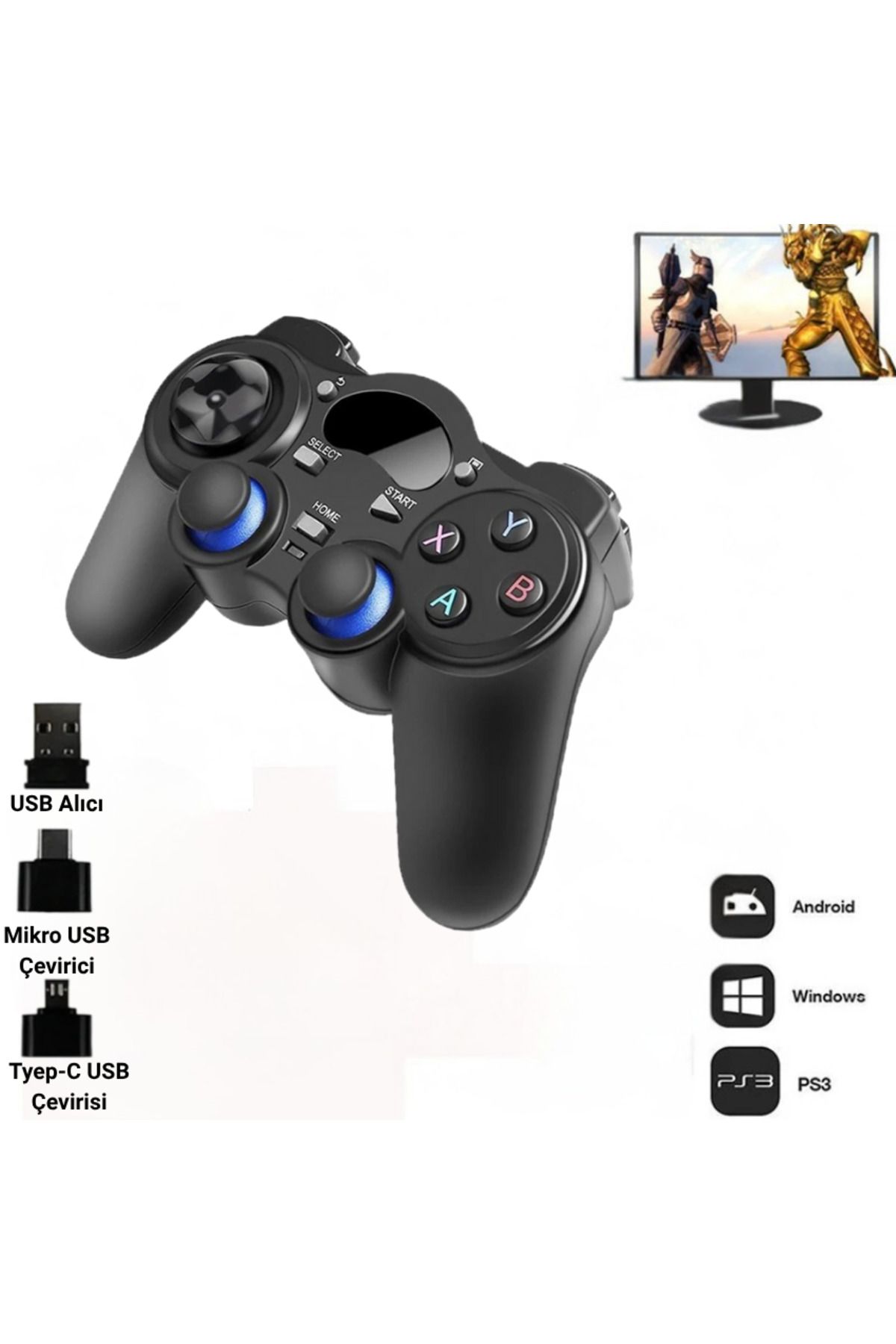 MultiZone 2.4GHz Kablosuz Gamepad Android Telefon PC TV Box PS3 Uyumlu Oyun Kolu