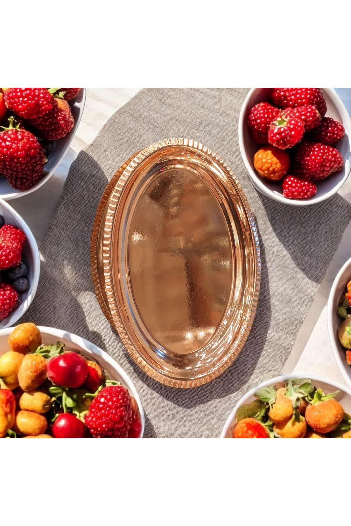 Bakır Center Bakır Tabak Bakır Sunum Tabağı 20×14 Cm Bakır Salata Tabağı Bakır Kahvaltı Tabağı