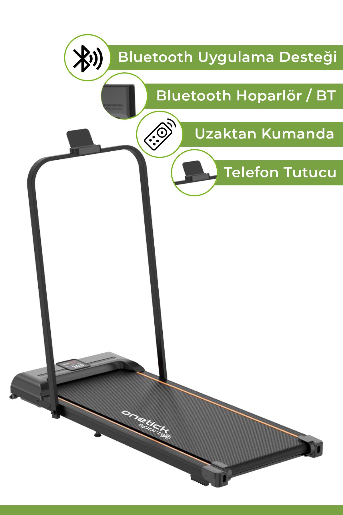 Onetick Sports Bluetoothlu Uzaktan Kumandalı Portatif Yürüme ve Koşu Bandı