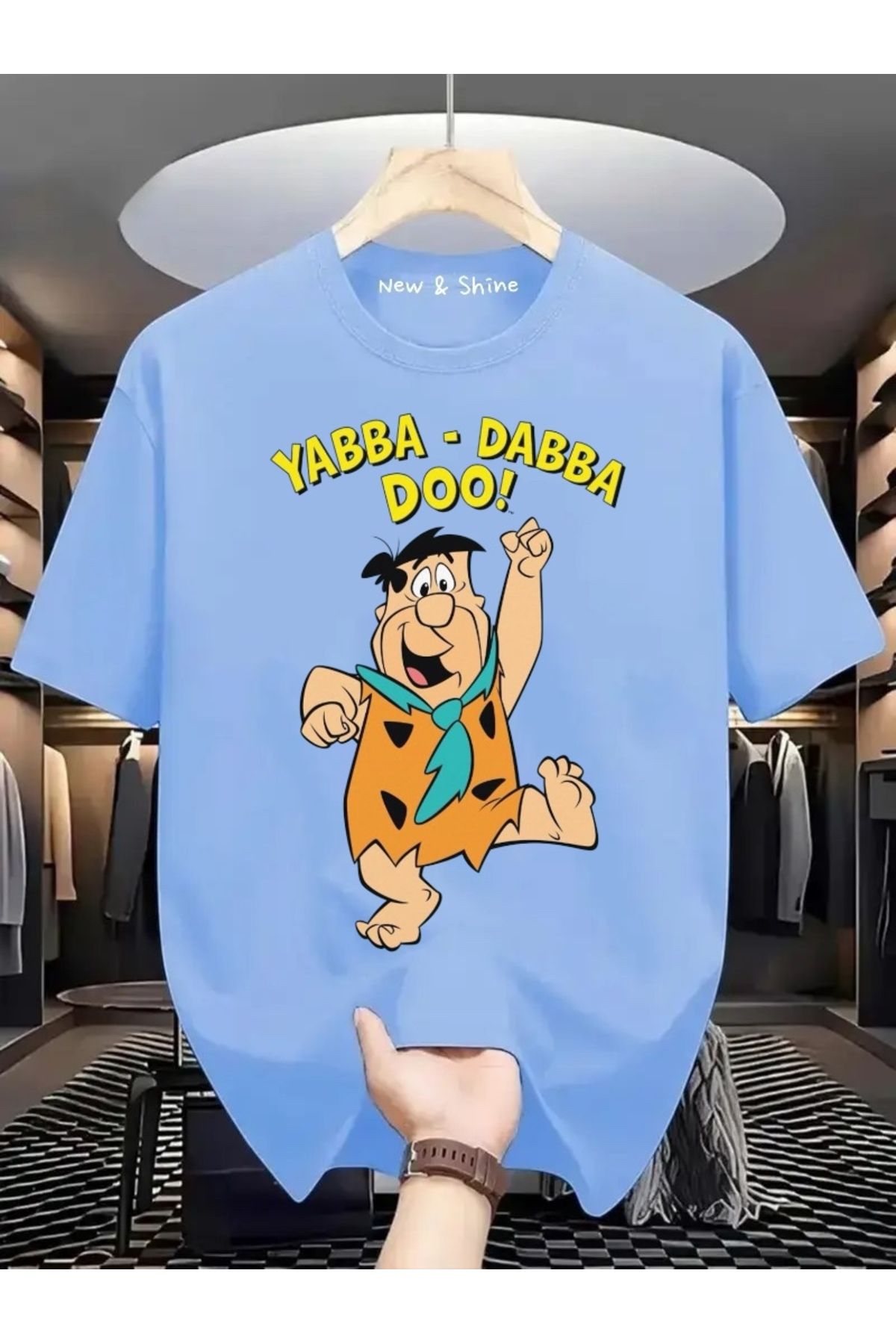 New Shine Yabba Dabba Doo Baskılı Oversize T-Shirt