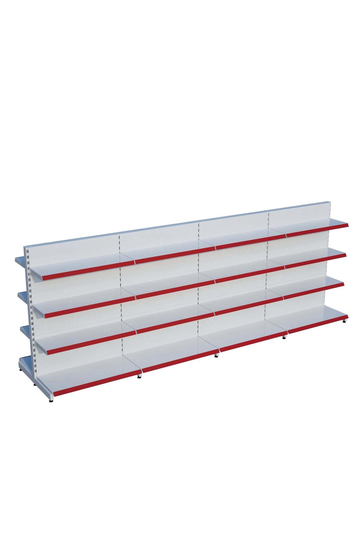 Raffar Beyaz Çift Yönlü Orta Reyon Market RafıD30CMxG320CMxH140CM