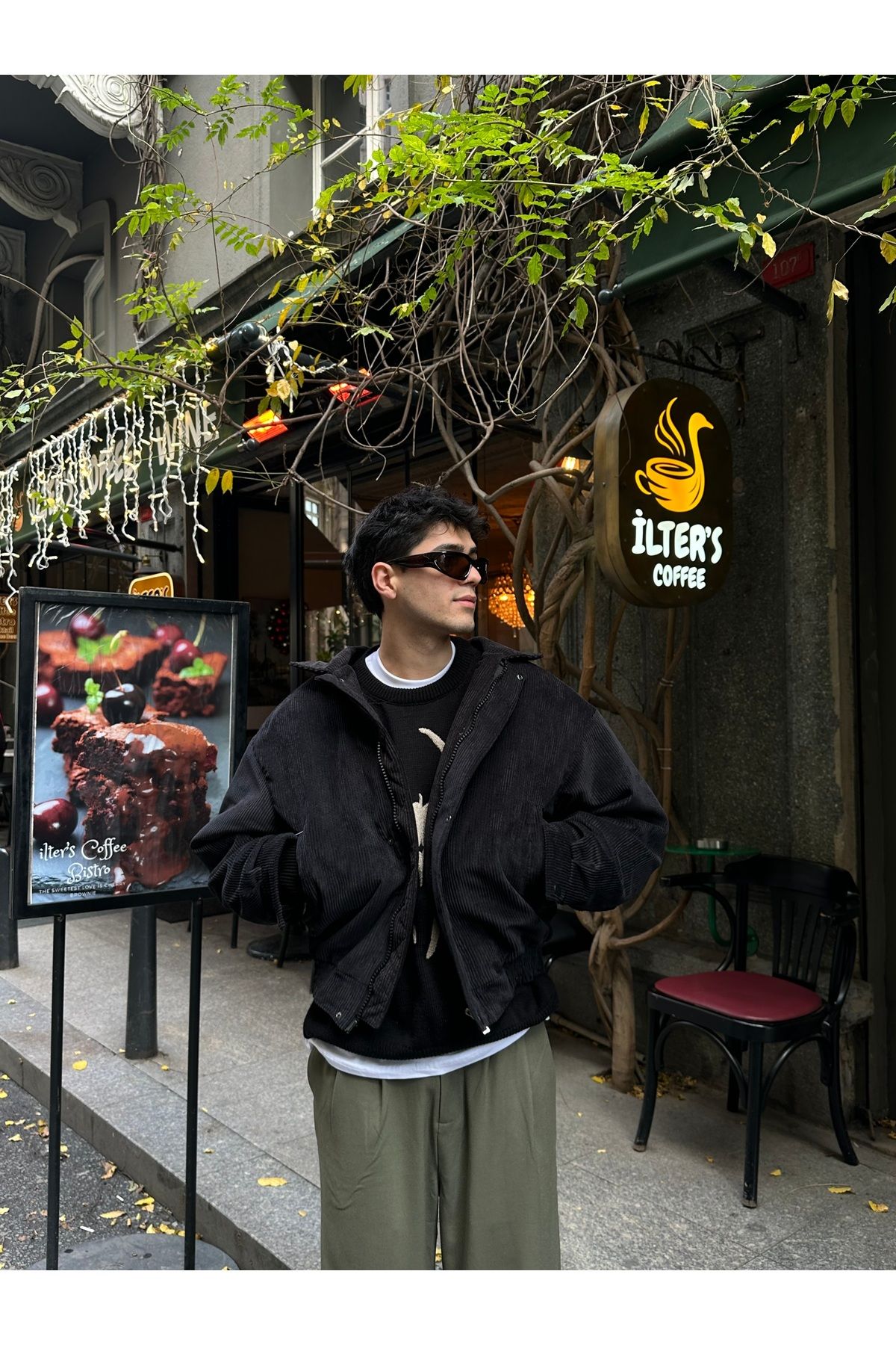 ATE WEAR Siyah Kadife Bomber Ceket