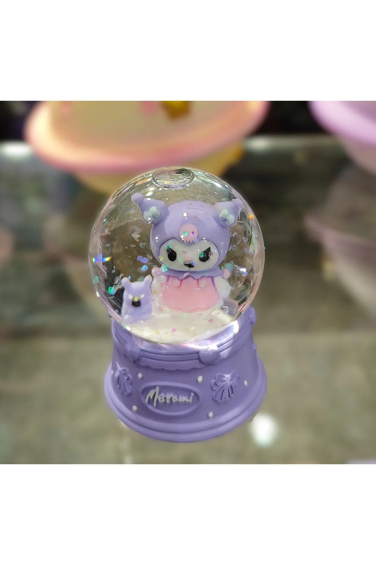 ada çanta kırtasiye Kuromi,melody,cinnamoroll figürlü küçük boy ışıklı kar küresi 7cm AD51163