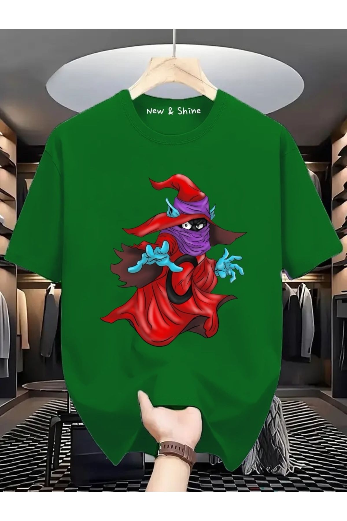 New Shine Kanvas Büyücü Baskılı Oversize T-Shirt