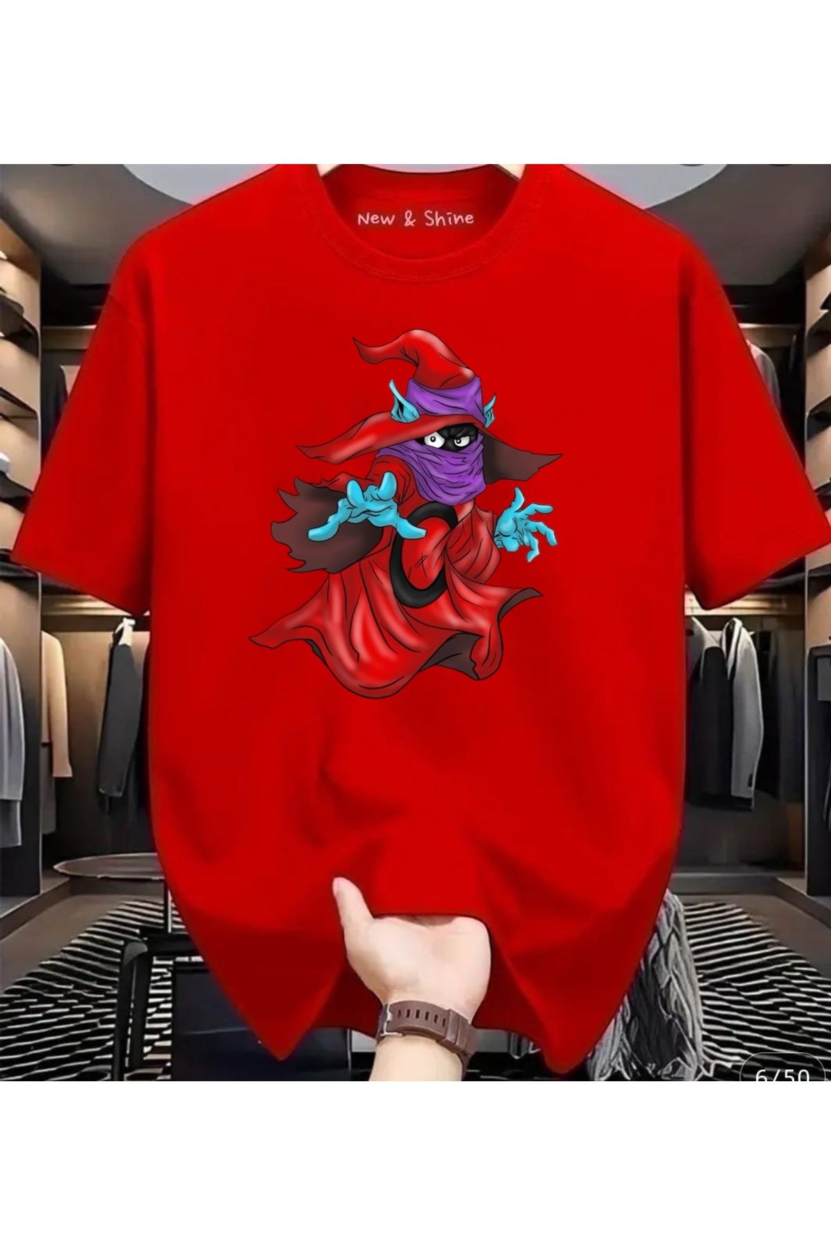 New Shine Kanvas Büyücü Baskılı Oversize T-Shirt