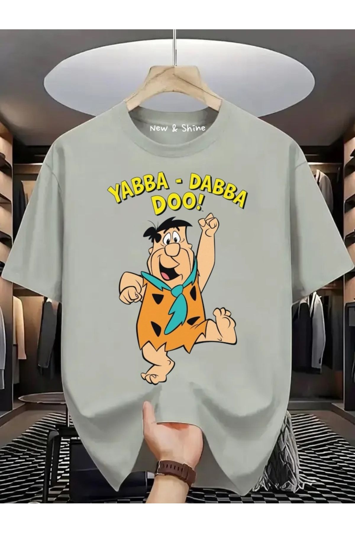 New Shine Yabba Dabba Doo Baskılı Oversize T-Shirt