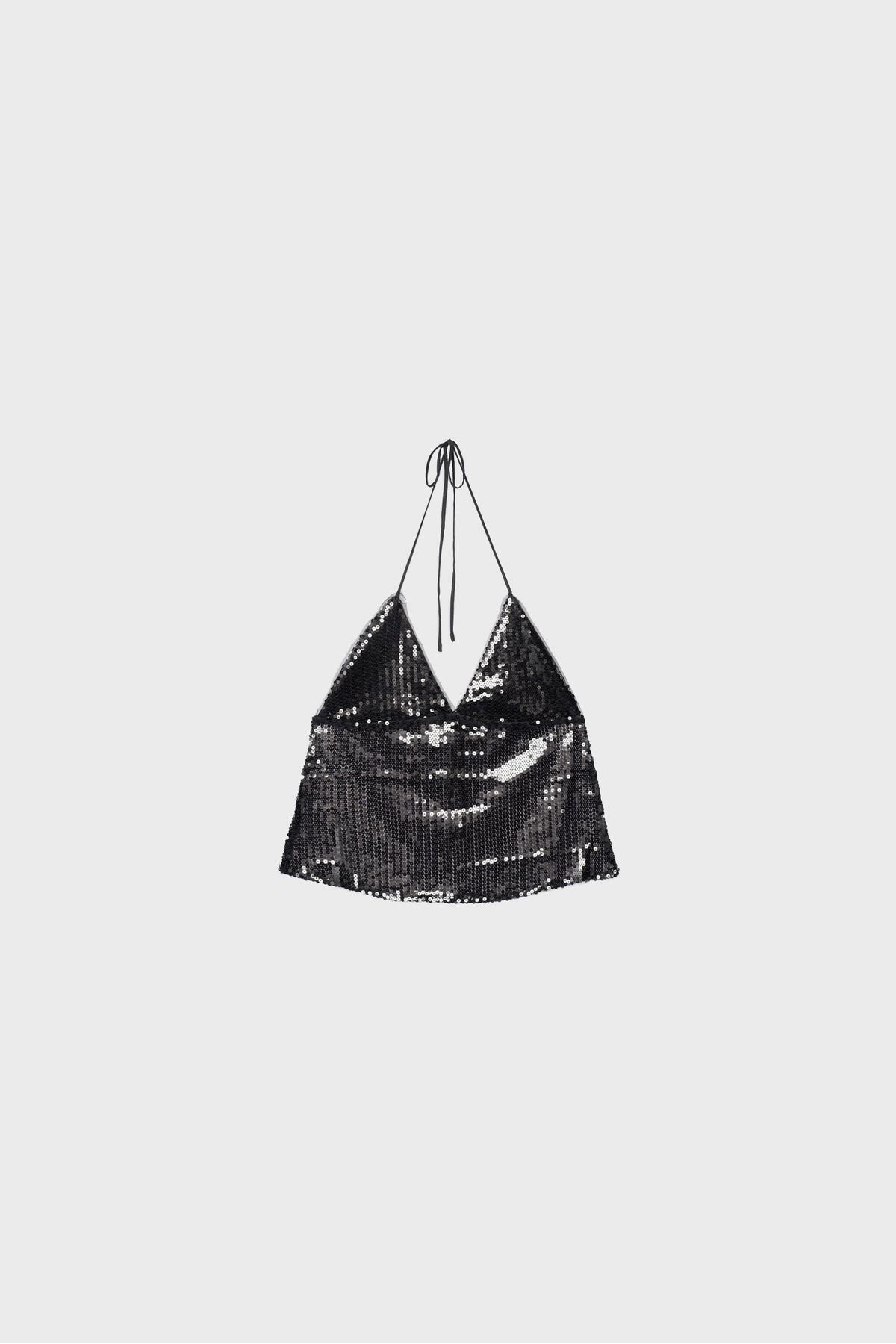 Stradivarius-Sequinned halter neck top 5