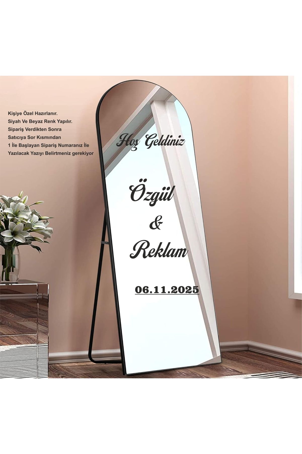 ÖZGÜL REKLAM Düğün Nişan Ayna Yazısı 40 cm Kişiselleştirilebilir / Söz Doğum Günü Yazısı Sticker / Ayna Sticker