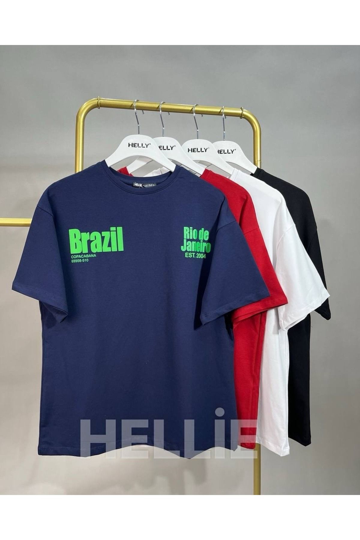 HELLİE Brezilya Temalı Renkli Baskılı Erkek T-Shirt