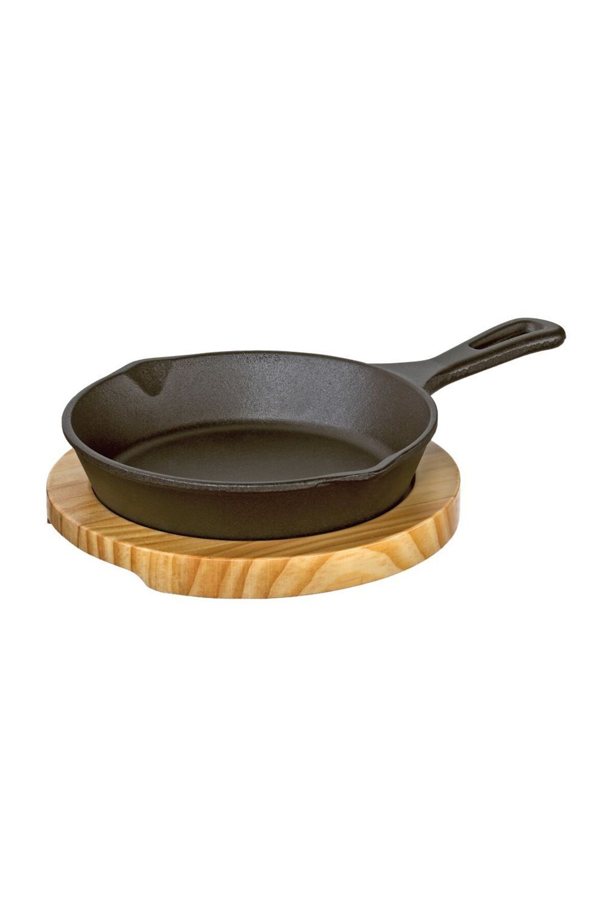 Kuchenprofi I BBQ Döküm Grill & Servis Tavası, 18 cm, Ahşap Tepsili, Isı Tutma Özellikli