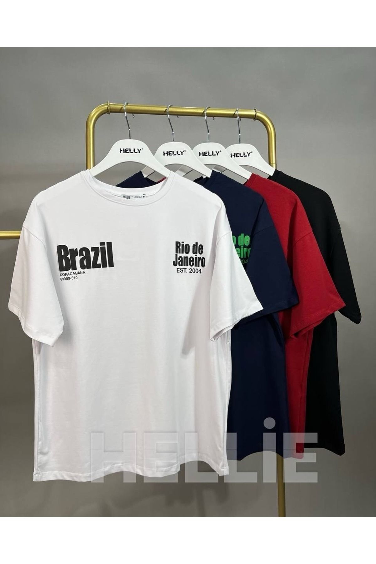 HELLİE Brezilya Temalı Renkli Baskılı Erkek T-Shirt