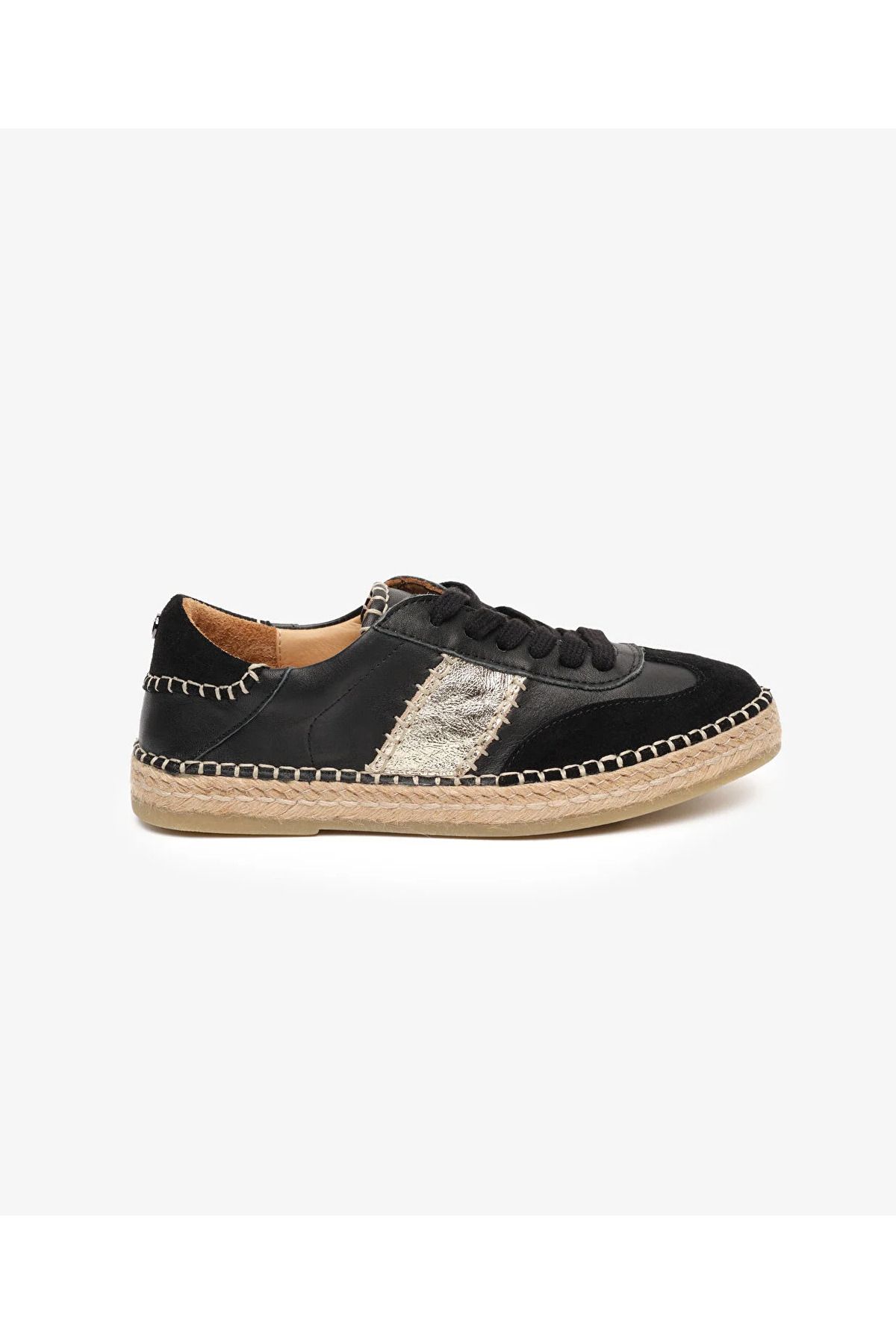 Greyder 59275 Siyah Süet Altın Hakiki Deri Kadın Sneaker Ayakkabı