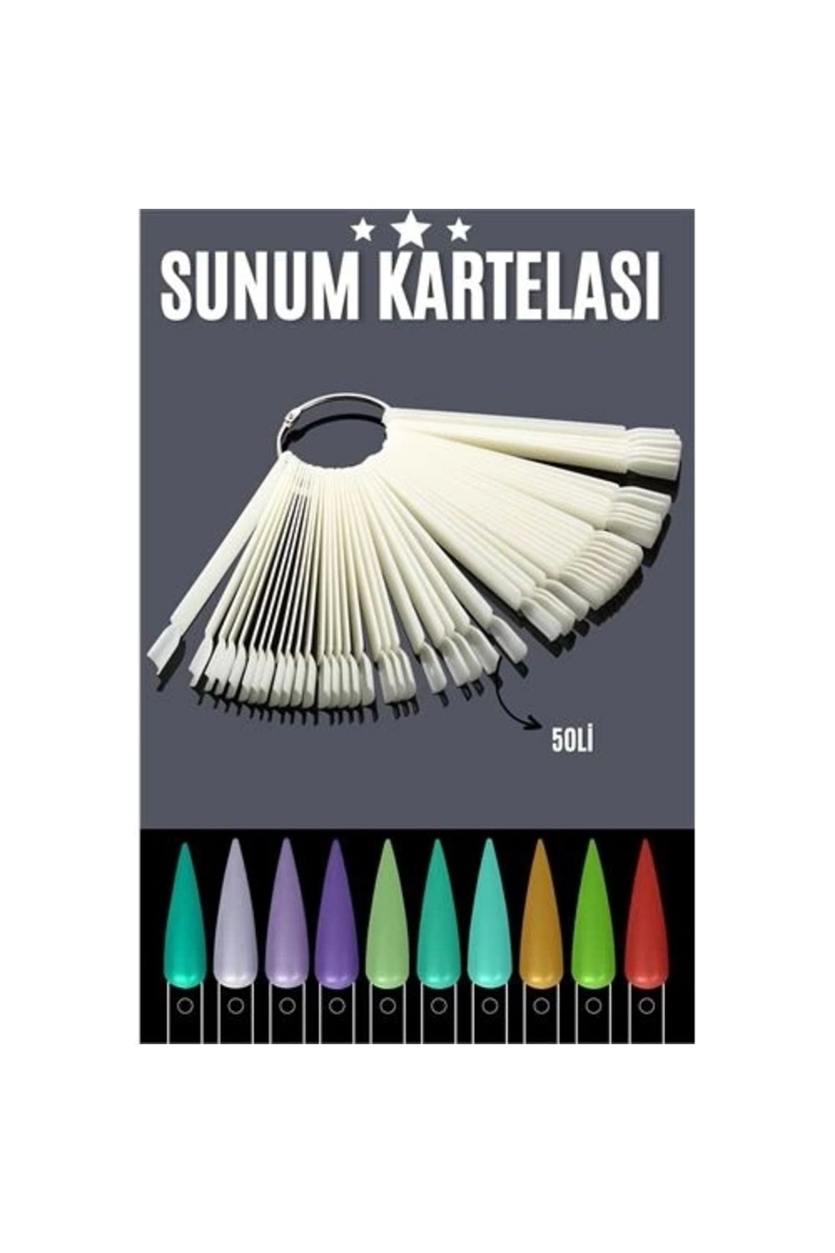 İnnMerry ModaCar BEYAZ Protez Jel Tırnak Eğitim ve Sunum Kartelası