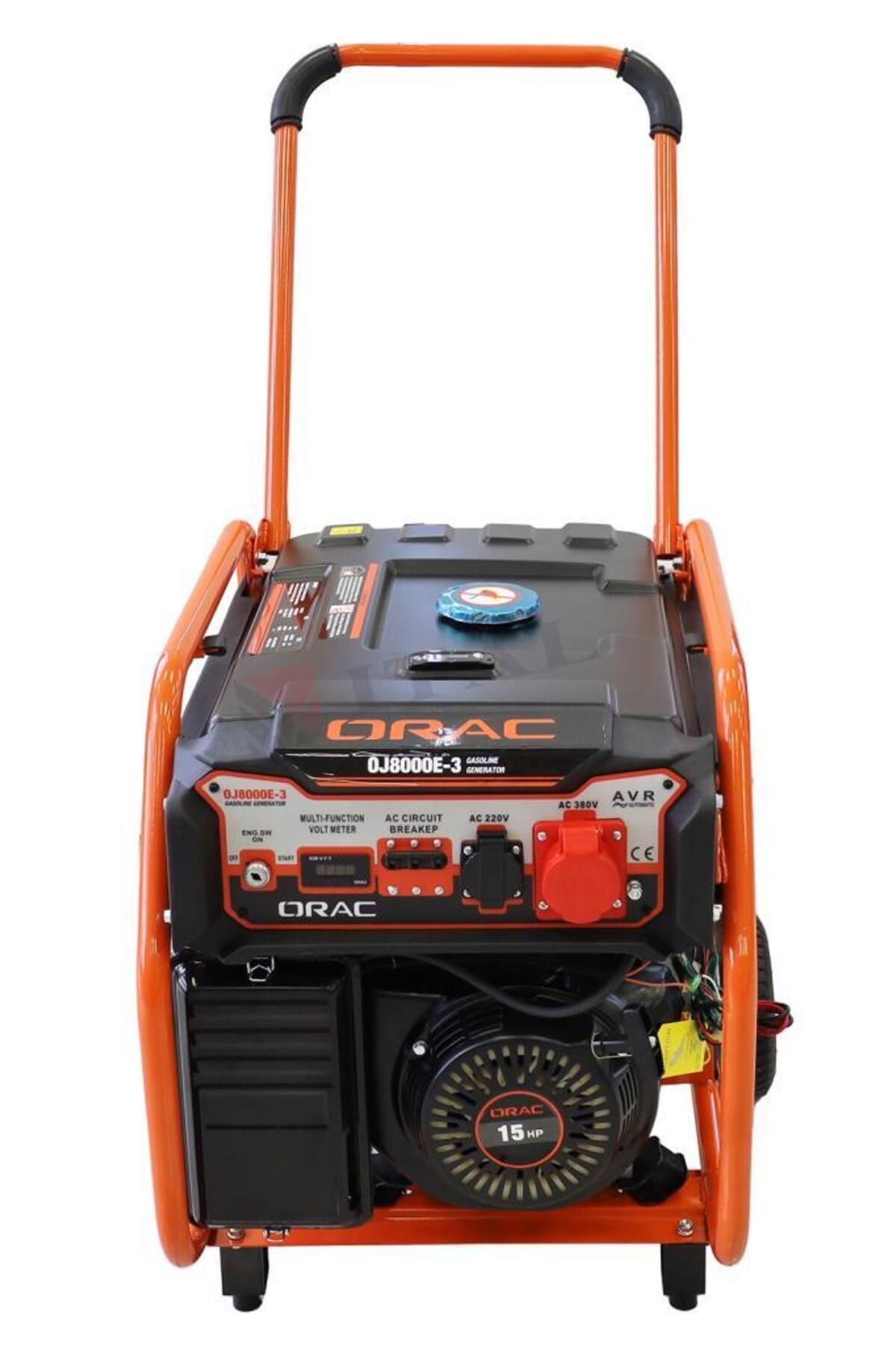 Orac OJ8000-3 Trifaze Benzinli Jeneratör 6.5 KW Marşlı 15 HP