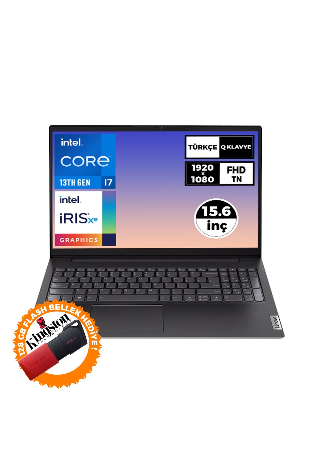 LENOVO V15 Gen 4 i7-1355U 16GB 1TB SSD 15.6" FHD W11P Laptop + 128G Flash Bellek 83A100KXTR 031
