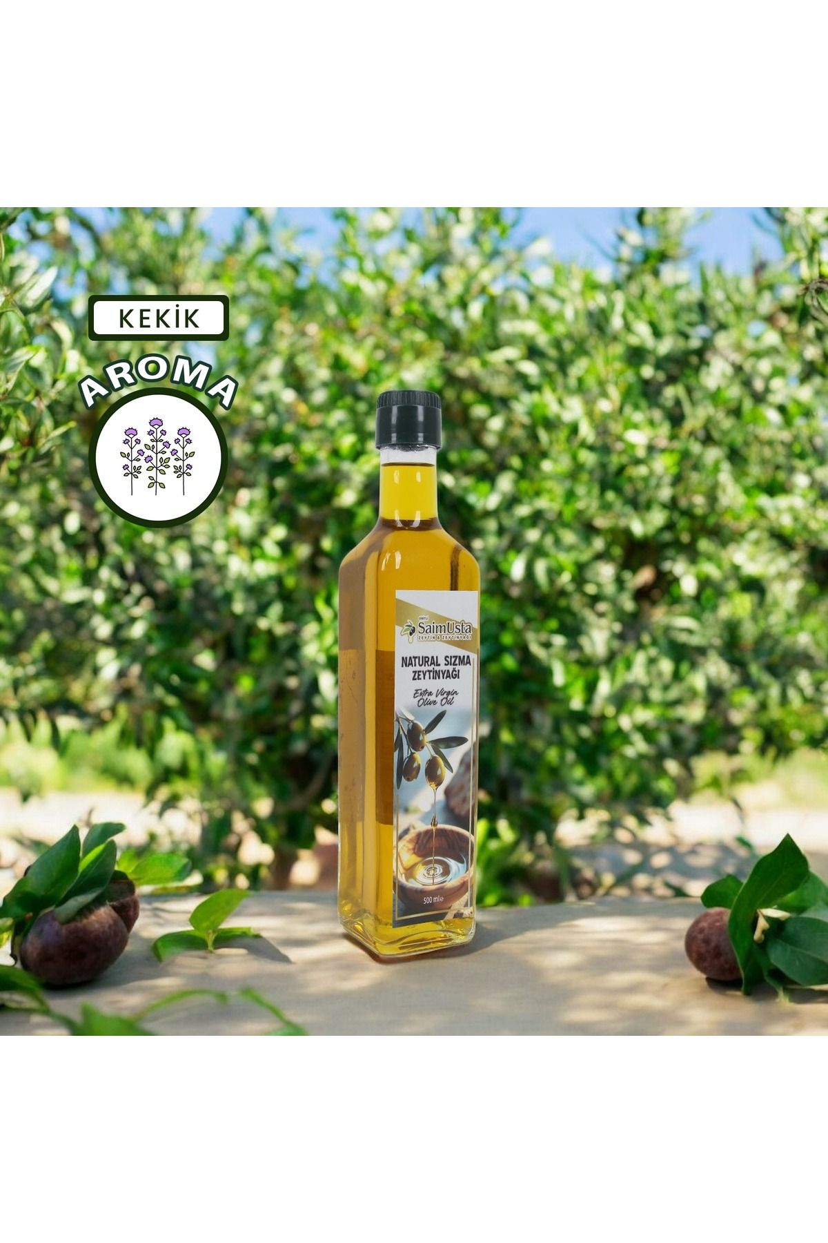 SAİM USTA Soğuk Sıkım Natürel Sızma Zeytinyağı Kekik Aromalı 500 ML 0,5 Asit