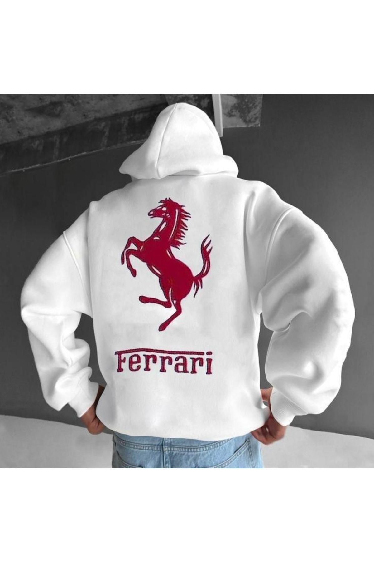 New Shine Ferrari Baskılı Unisex Oversize Kalıp Sweatshirt
