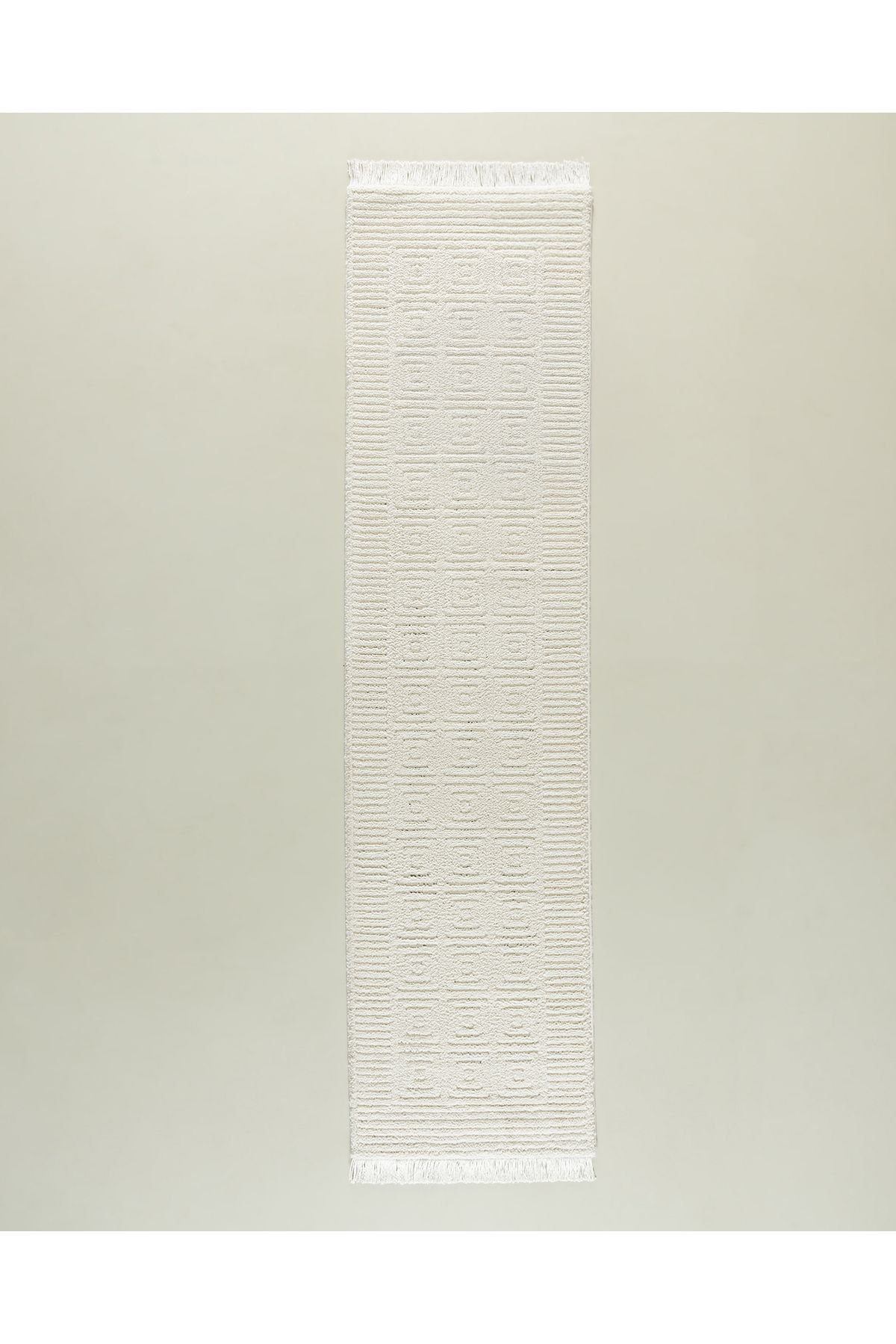 Madame Coco Laura Saçaklı Halı - Krem - 80x300 cm