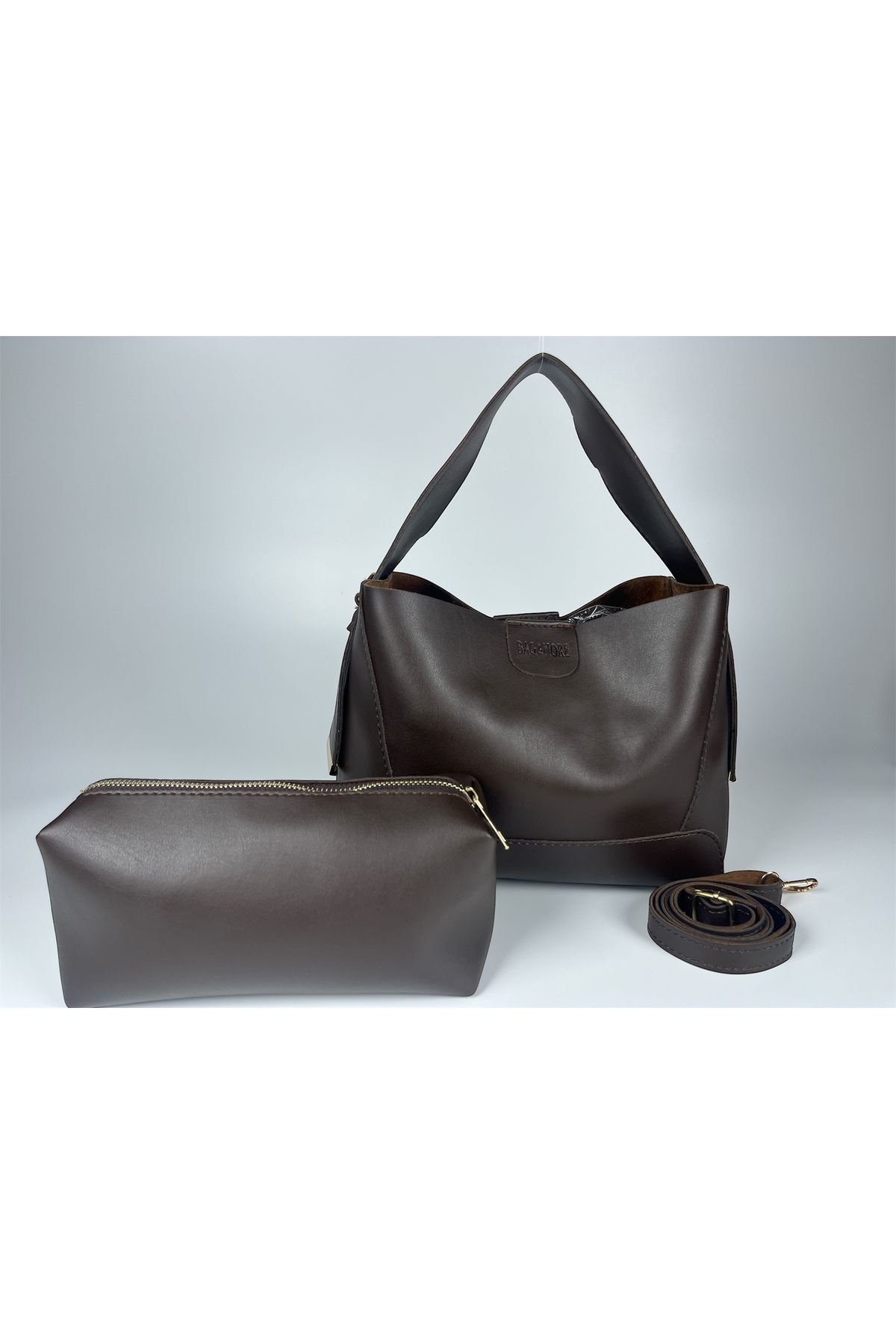 bag&more KADIN SİYAH OMUZ ÇANTASI EL ÇANTASI YAVRULU ÇANTA