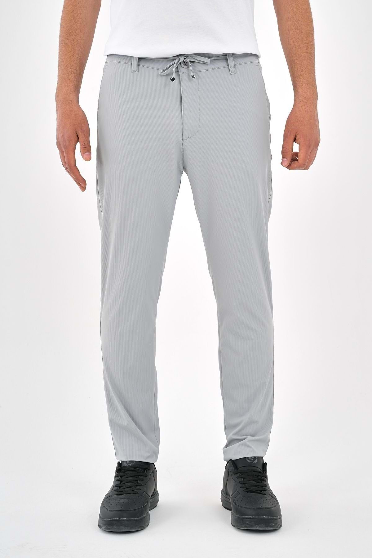 Olivia GENİE MAN YAN CEP BELİ LASTİKLİ İNCE JOGGER PANTOLON Gri