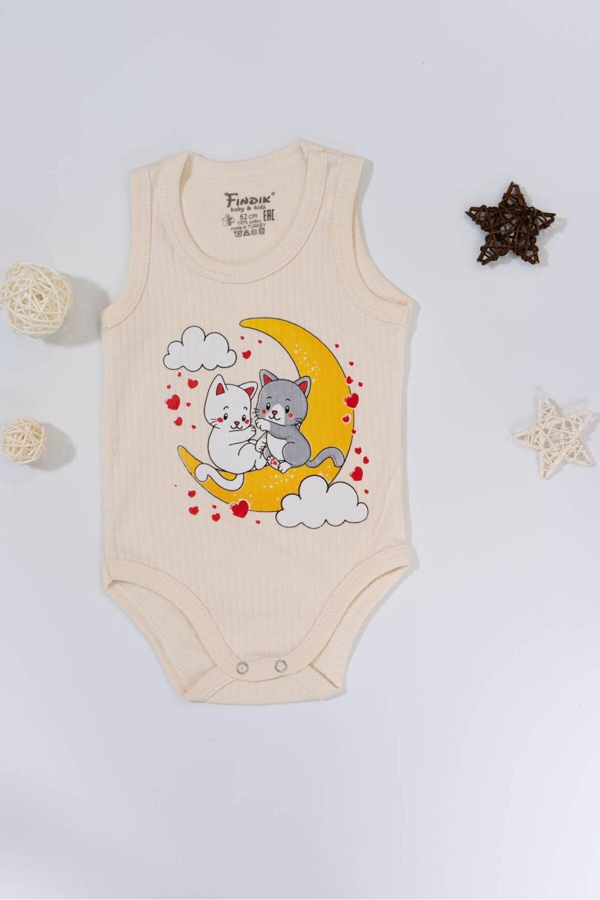 agugu Unisex Krem Body Çıtçıtlı Bisiklet Yaka Atlet Kol
