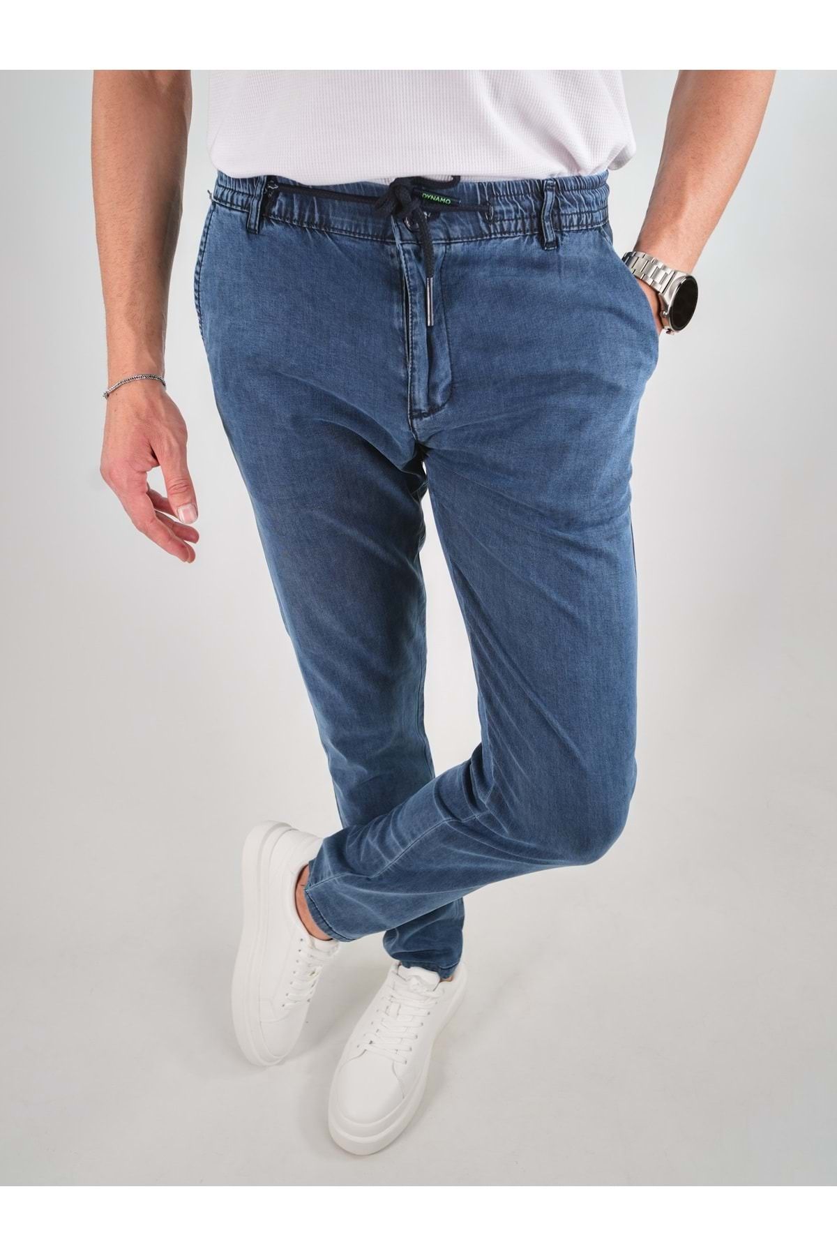 DİNAMO DYNAMO ERKEK BELİ LASTİKLİ İNCE KOT PANTOLON Mavi