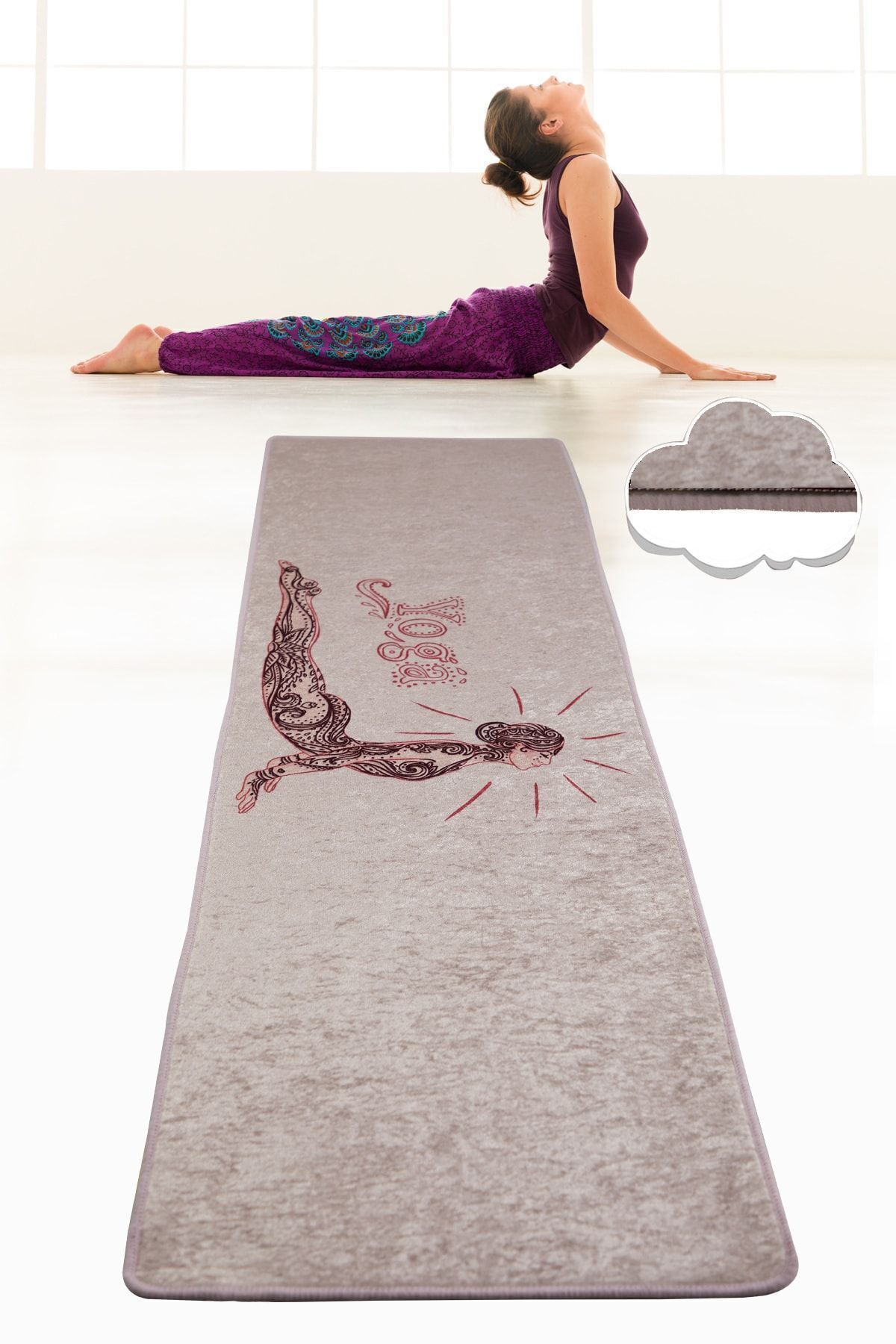SerenityHaven Banda 60x200 Cm Yoga,spor,fitness,pilates Halısı Yoga Matı Yıkanabilir Kaymaz Djt