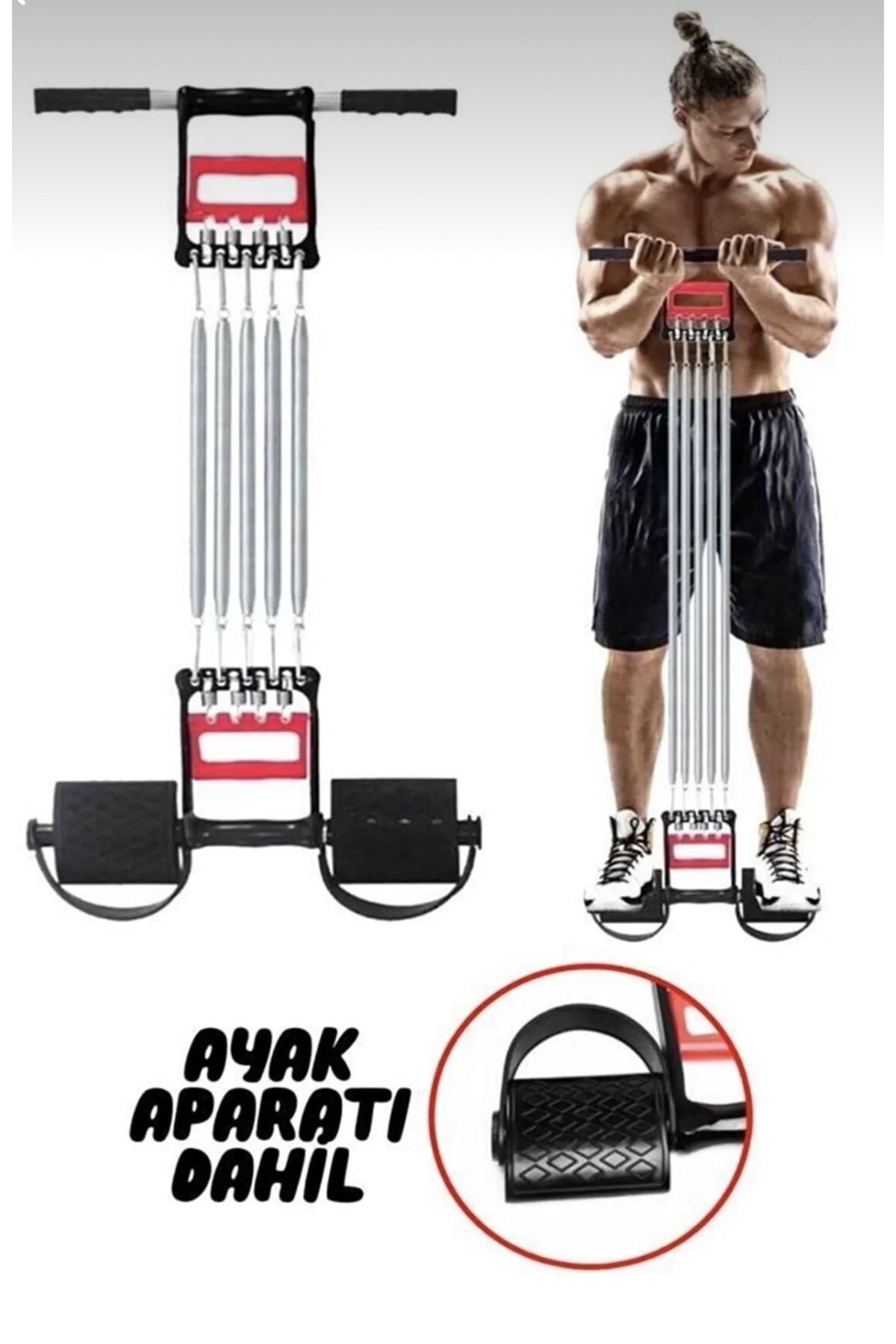 SerenityHaven 5 Dirençli El Ayak Omuz Göğüs Yayı Çelik Yay Spor Aleti Evde Fitness