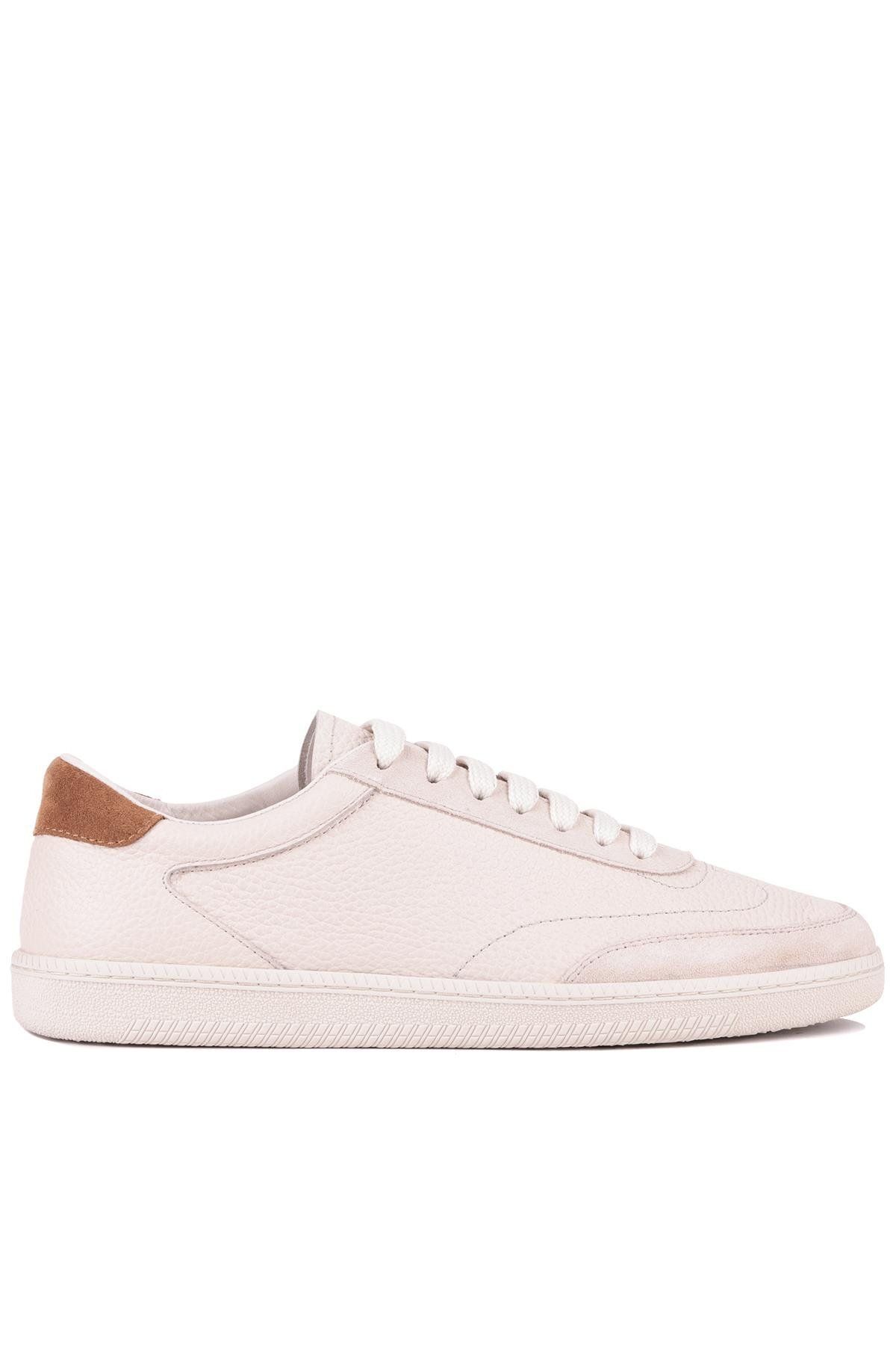 Shoetyle - Bej Rengi Hakiki Deri Bağcıklı Erkek Günlük Ayakkabı 666-1098