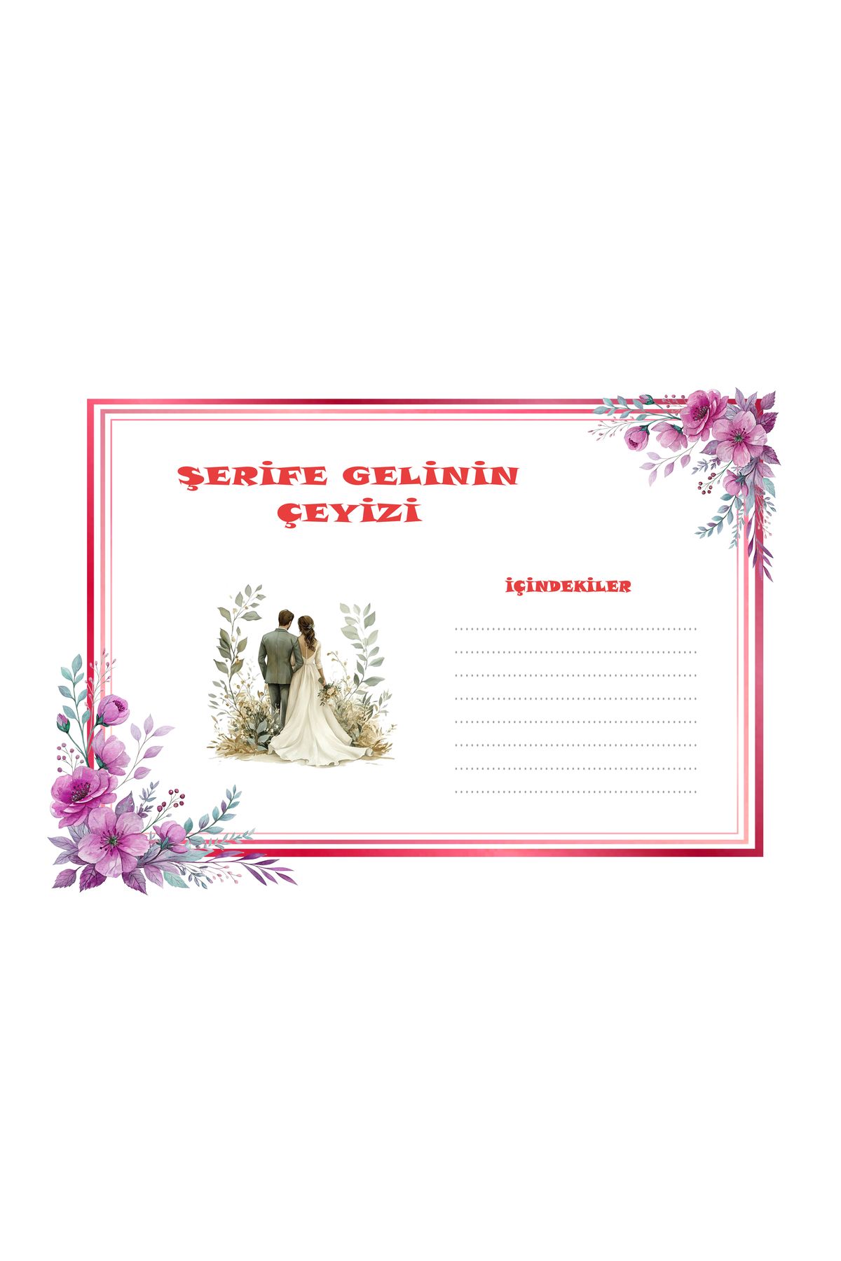 THE BIGGEST IMPACT Kişiye Özel Gelin Çeyizi Koli Etiketi Yapışkanlı Sticker A4 (20 Adet) – Kutu, Bohça, Koli etiketi