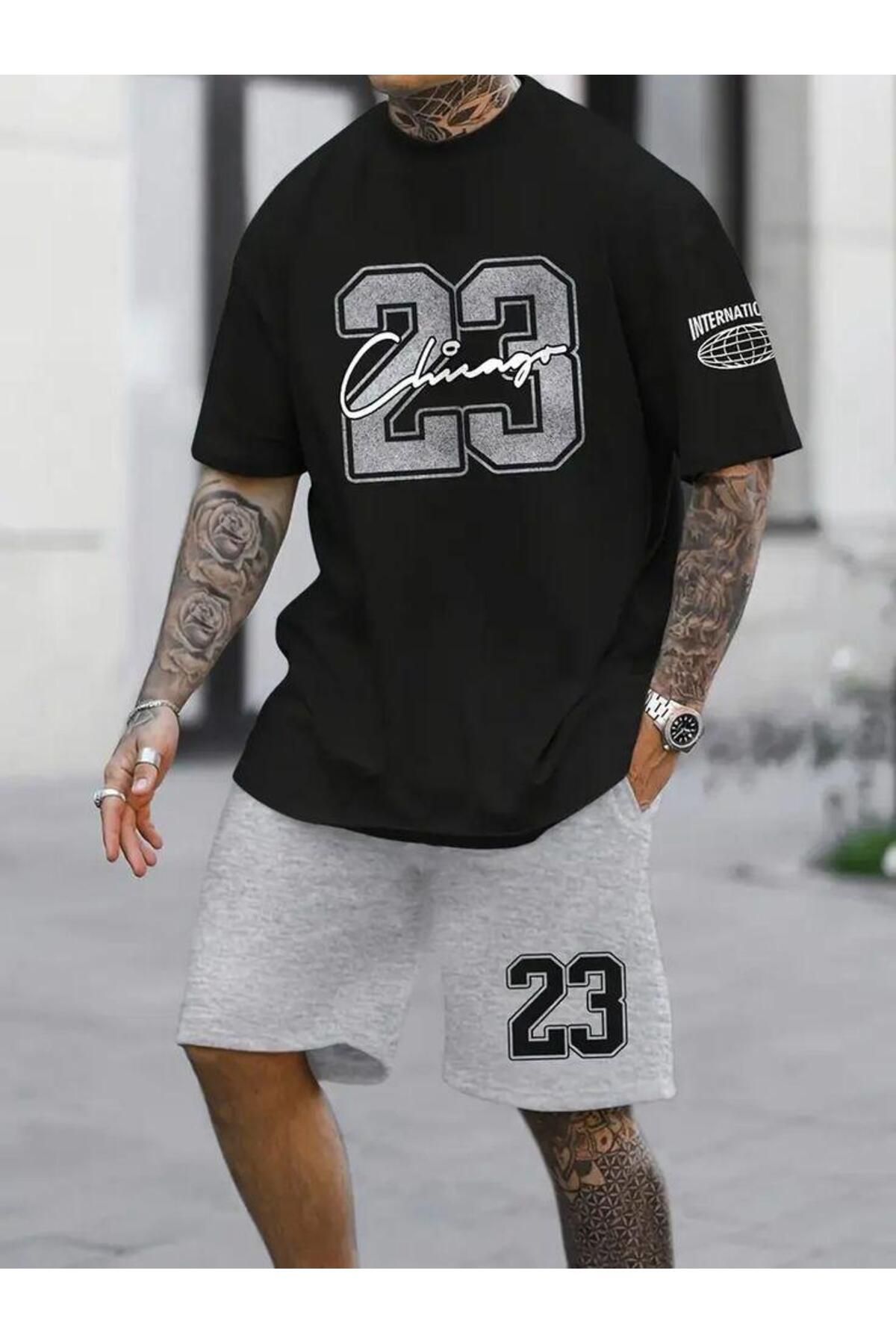 New Shine 23 Baskılı Şort ve Tişört Takımı